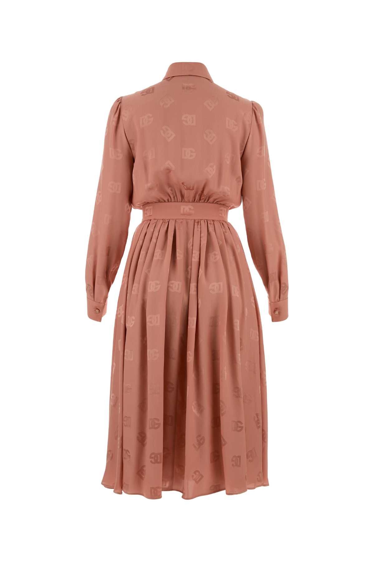 Dolce & Gabbana Antiqued Pink Silk Shirt Dress Size S / US 4 / IT 40 - 2 Thumbnail