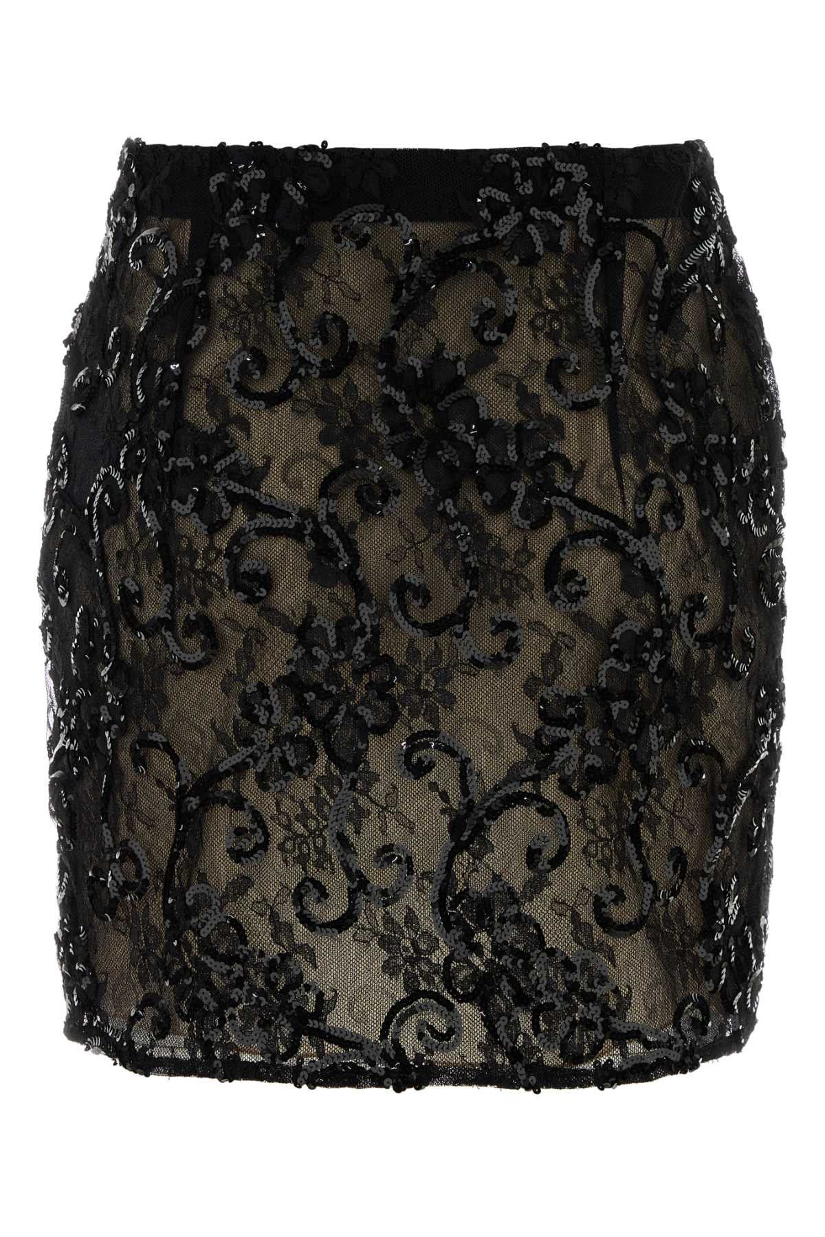 Alessandra Rich Black Lace Mini Skirt Size 27" / US 4 / IT 40 - 2 Thumbnail