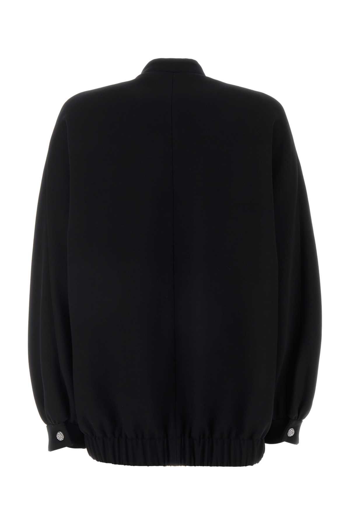 Alessandra Rich Black Wool Bomber Jacket Size S / US 4 / IT 40 - 2 Thumbnail