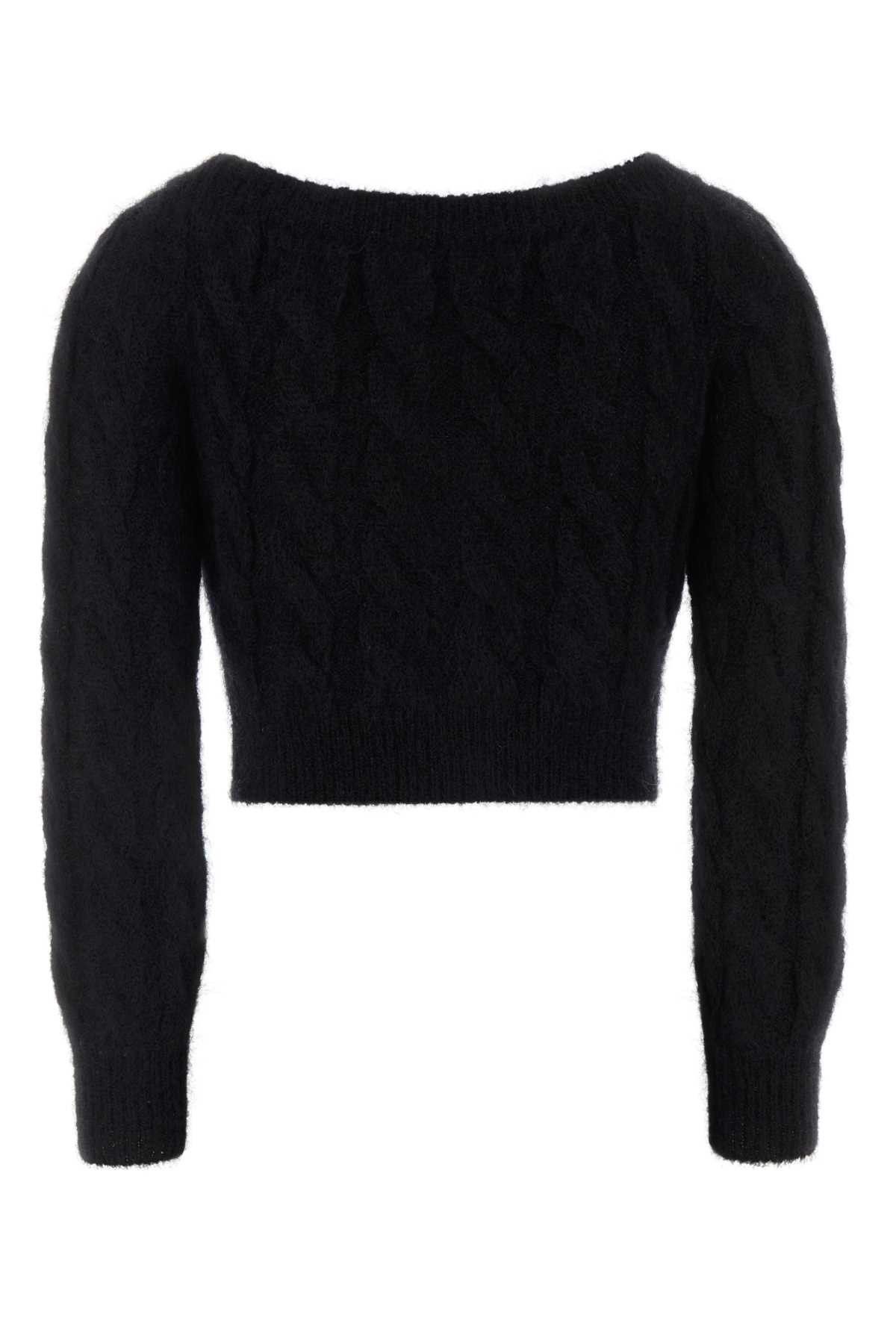 Alessandra Rich Black Stretch Mohair Blend Cardigan Size XS / US 0-2 / IT 36-38 - 2 Thumbnail