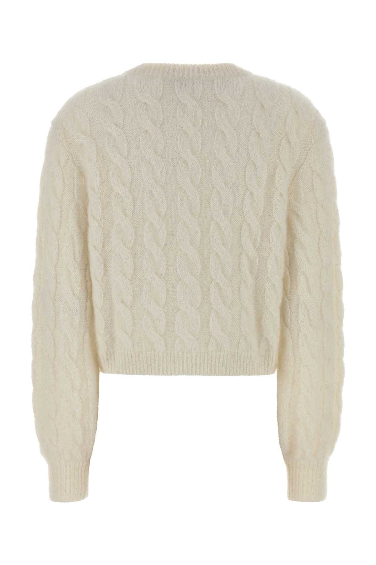 Alessandra Rich White Stretch Mohair Blend Cardigan Size S / US 4 / IT 40 - 2 Thumbnail