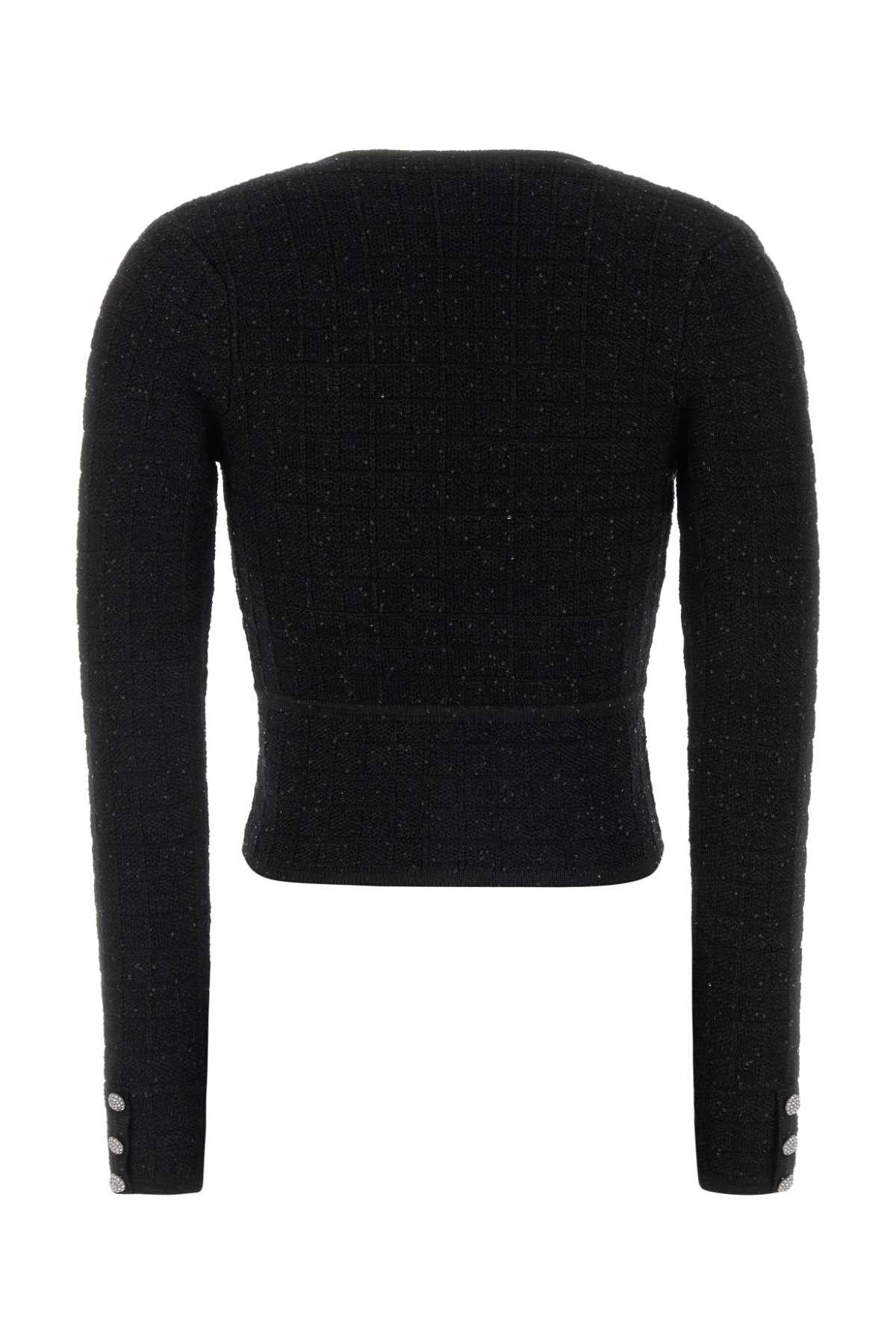 Alessandra Rich Black Boucle Cardigan Size S / US 4 / IT 40 - 2 Thumbnail