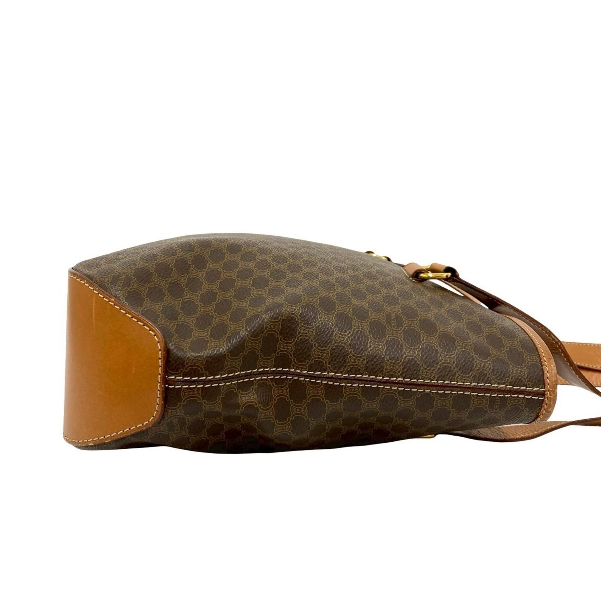 Celine CELINE Vintage Macadam Blazon Logo Pattern Leather Tote Bag Handbag Brown 16751 Size ONE SIZE - 6 Thumbnail