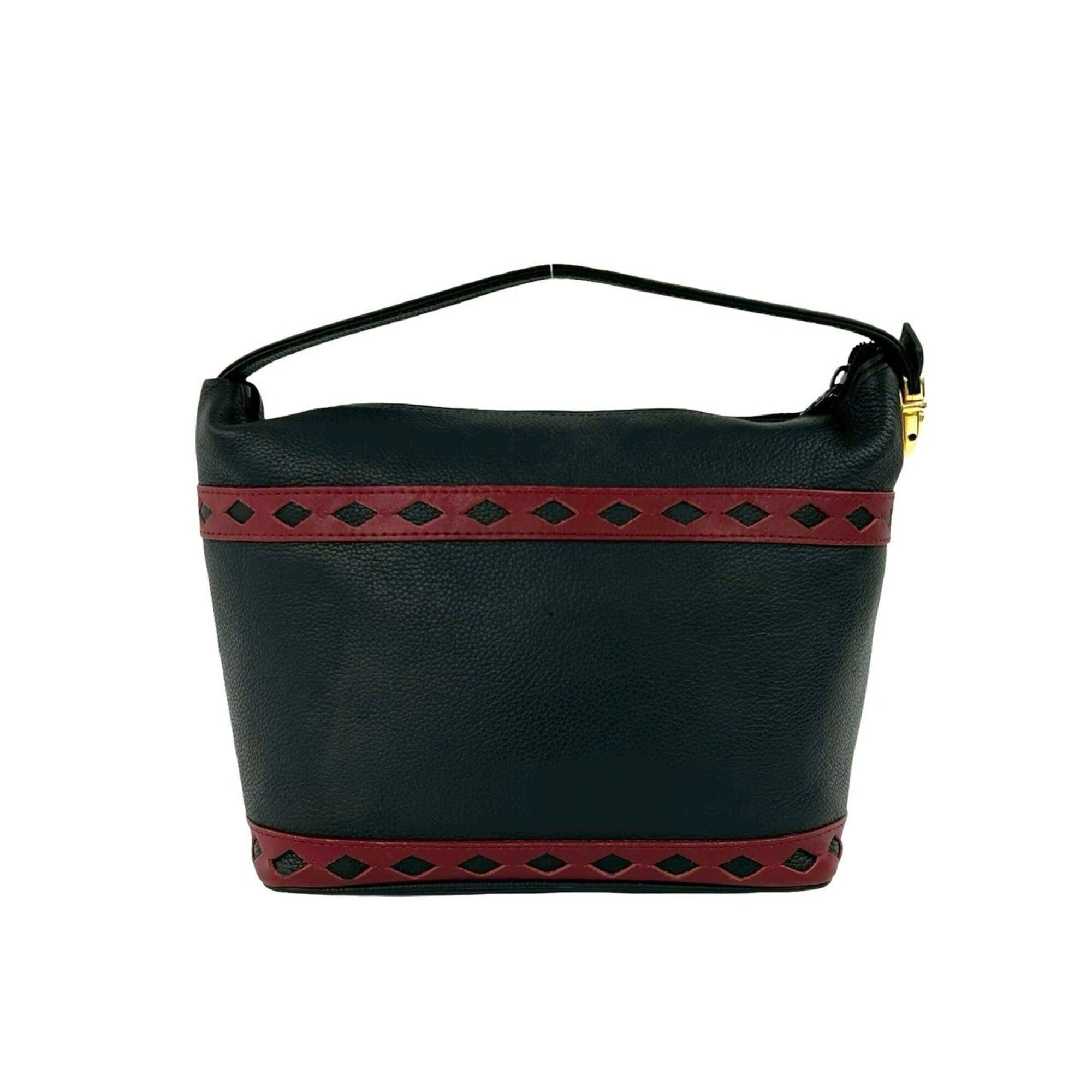 Yves Saint Laurent YVES SAINT LAURENT YSL Logo Hardware Cutout Leather Handbag Black Red 05573 Size ONE SIZE - 3 Thumbnail