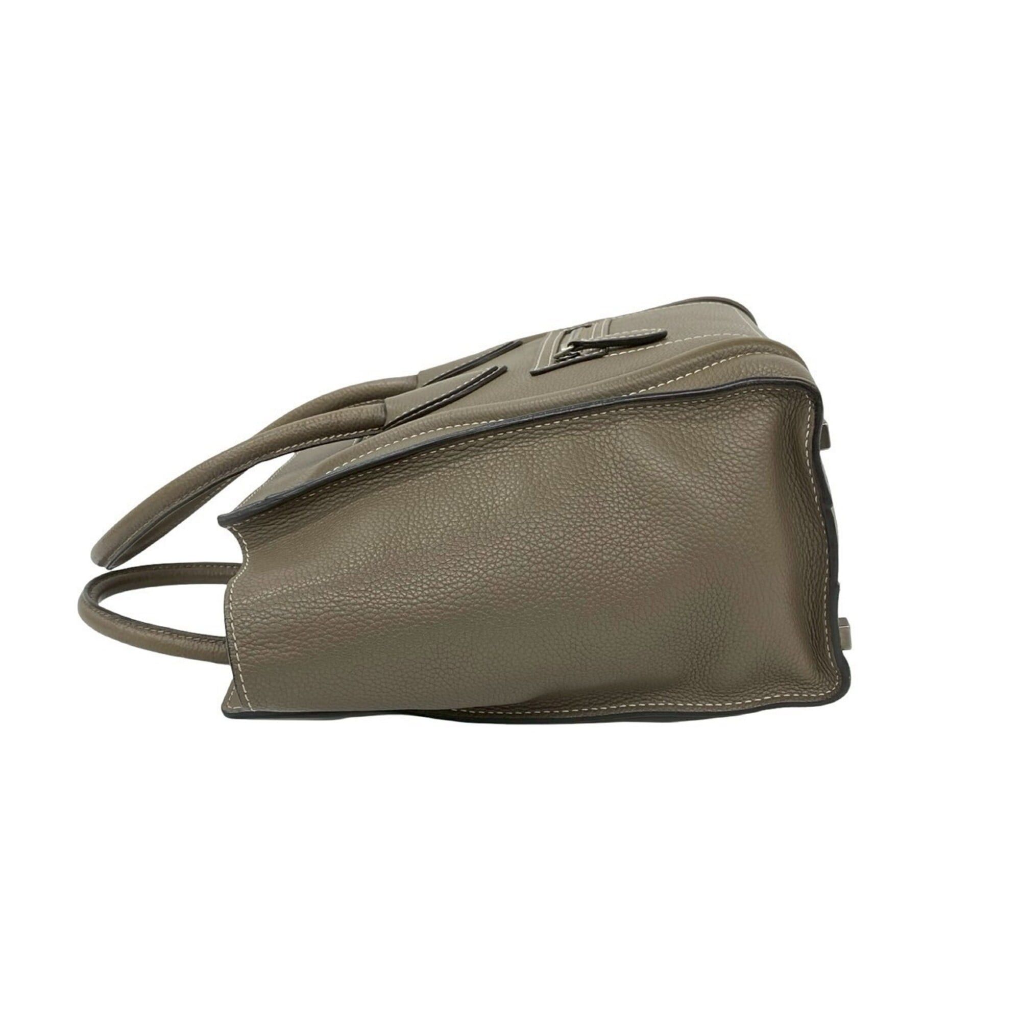 Celine CELINE Luggage Micro Shopper Leather Handbag Tote Bag Boston Beige Gray 25925 Size ONE SIZE - 5 Thumbnail