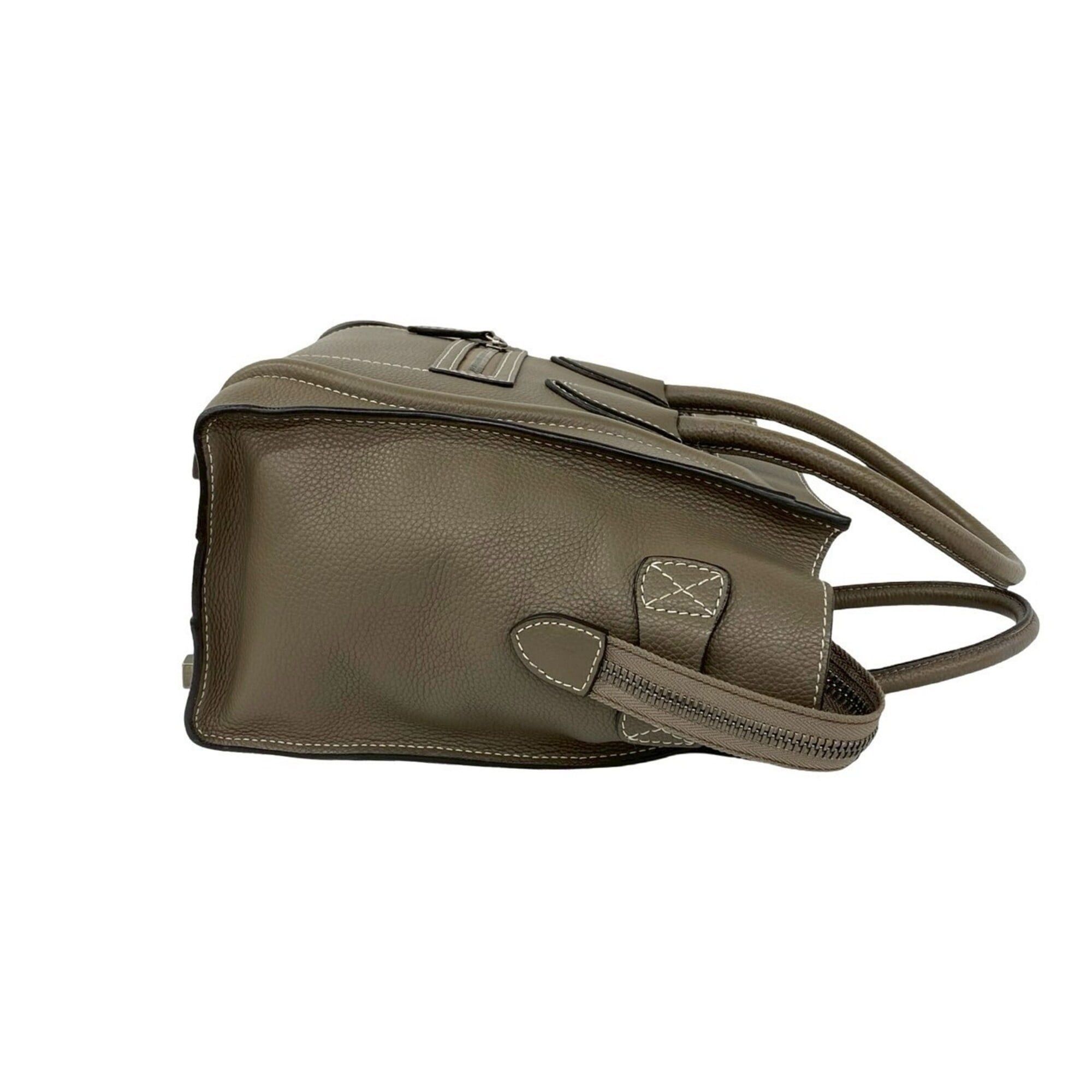 Celine CELINE Luggage Micro Shopper Leather Handbag Tote Bag Boston Beige Gray 25925 Size ONE SIZE - 6 Thumbnail