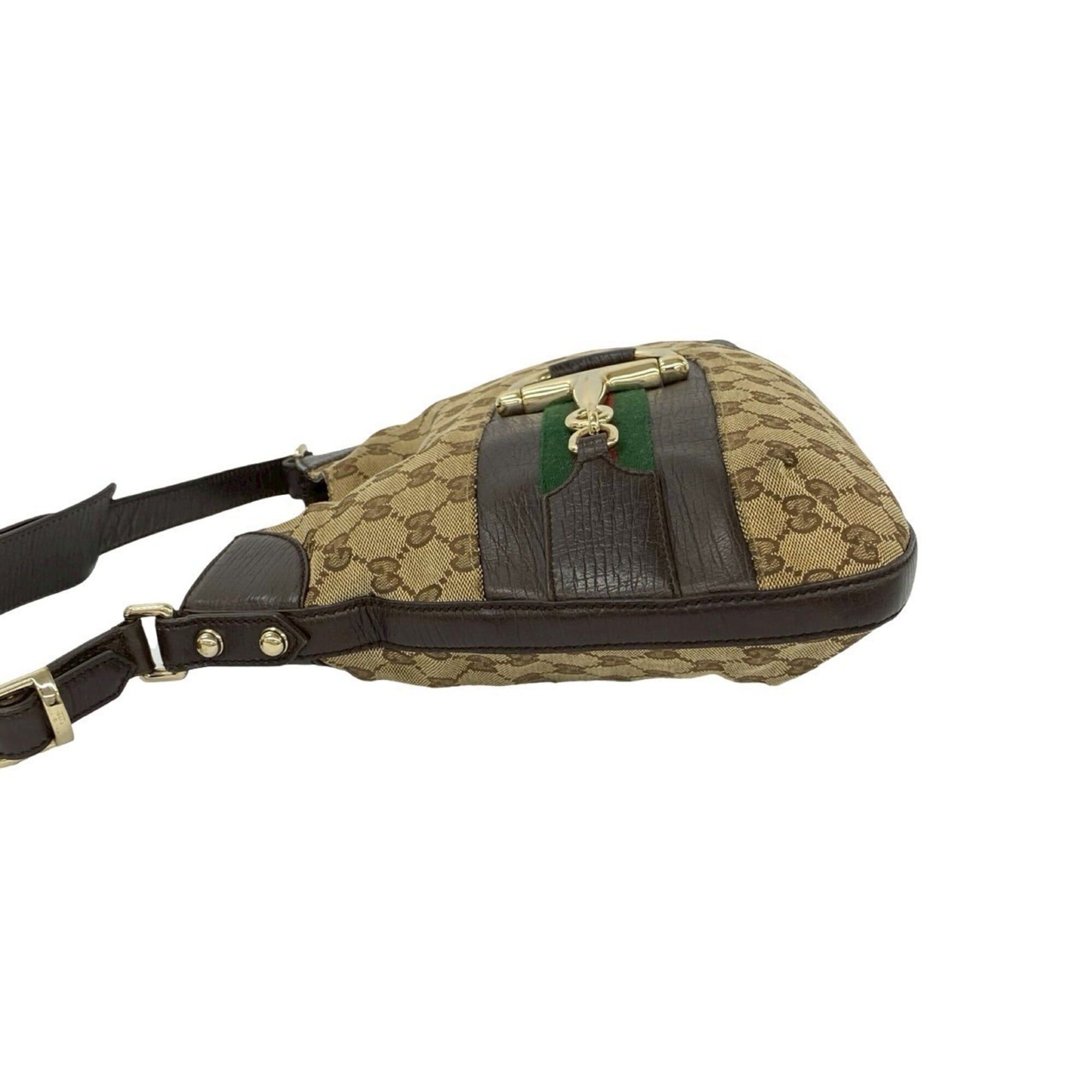 Gucci GUCCI Sherry Line GG Logo Horsebit Hardware Canvas Leather Genuine Semi One Shoulder Bag Brown 35554 Size ONE SIZE - 5 Thumbnail