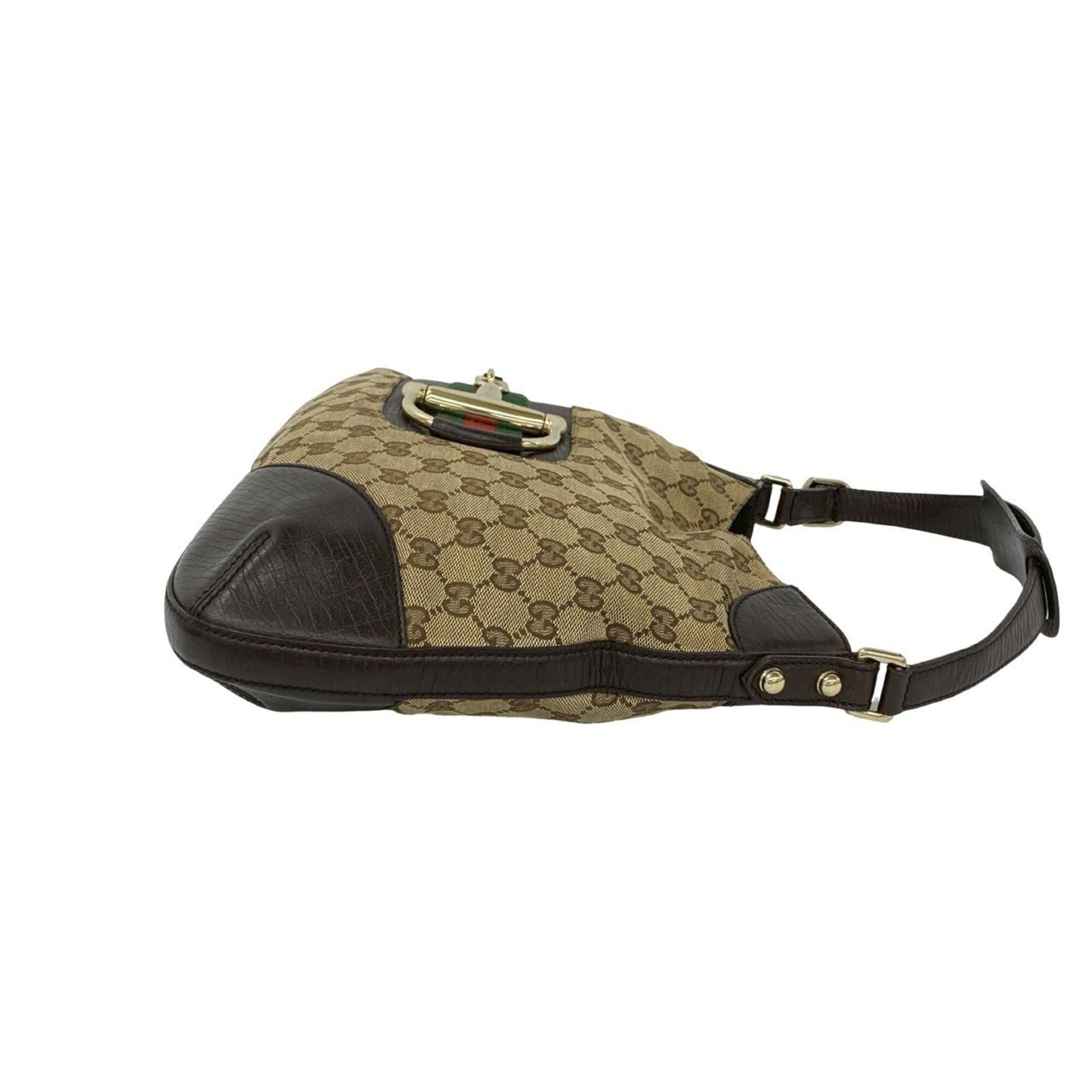 Gucci GUCCI Sherry Line GG Logo Horsebit Hardware Canvas Leather Genuine Semi One Shoulder Bag Brown 35554 Size ONE SIZE - 6 Thumbnail