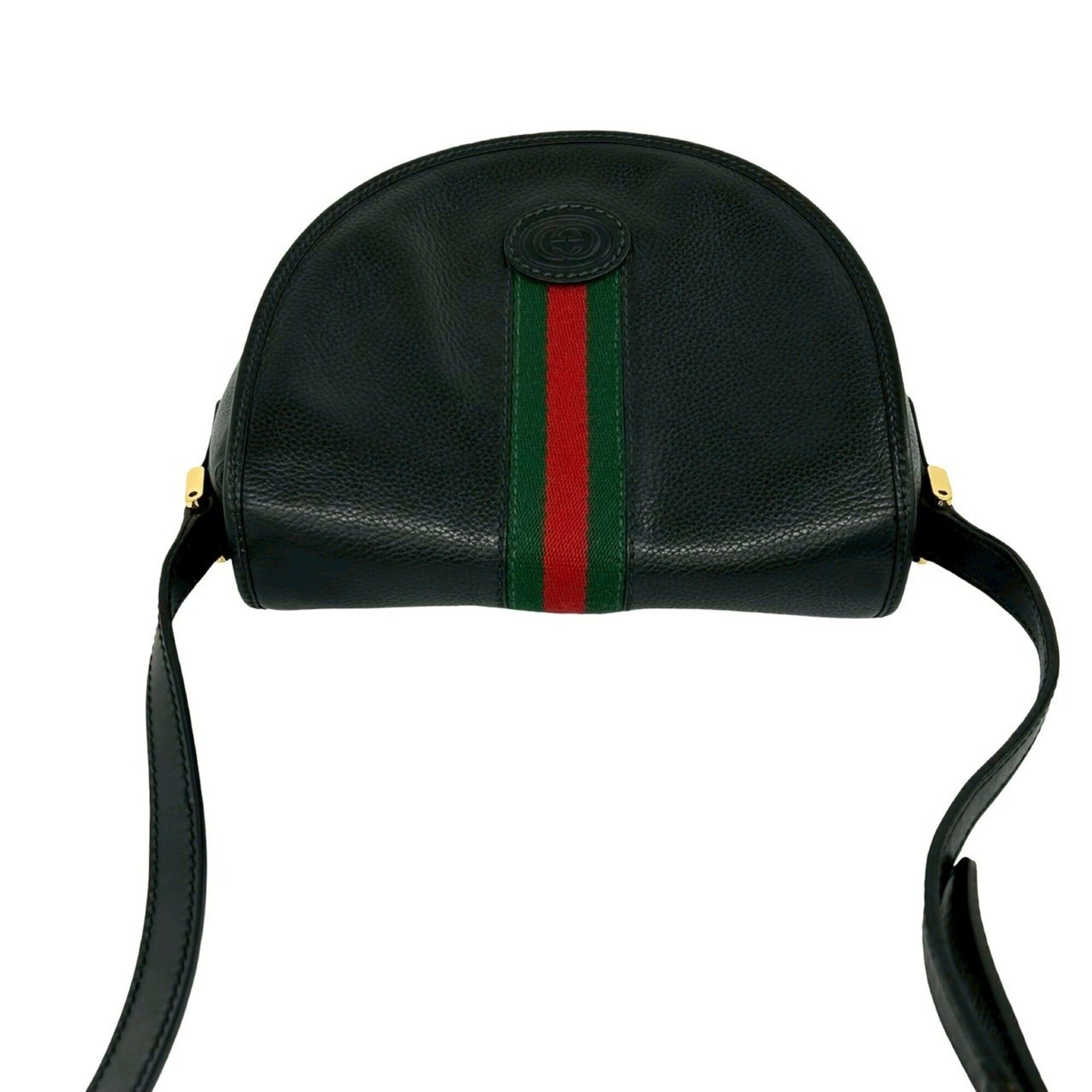 Gucci GUCCI Vintage Sherry Line GG Logo Leather Shoulder Bag/Pouch, Black, 30958 Size ONE SIZE - 4 Thumbnail