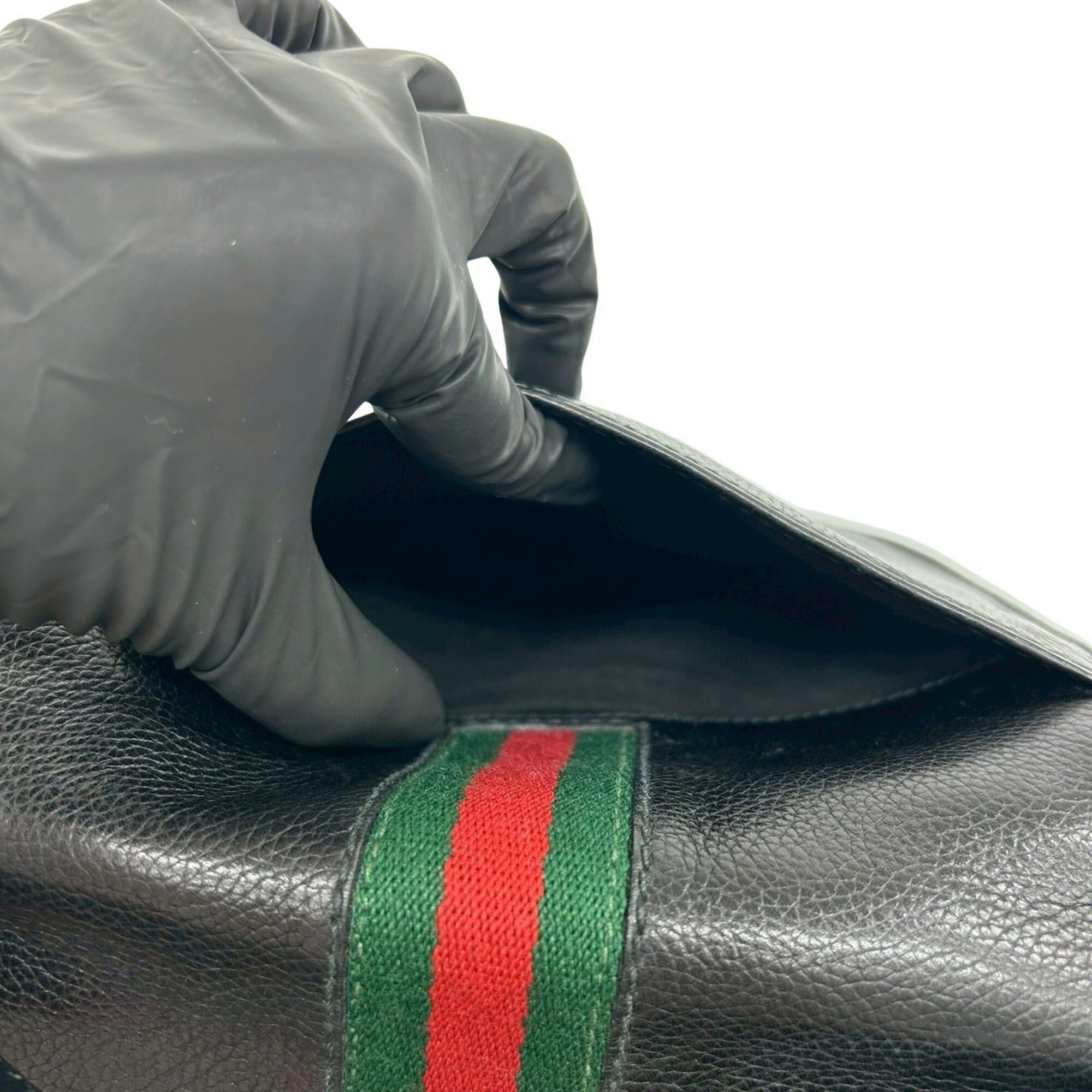 Gucci GUCCI Vintage Sherry Line GG Logo Leather Shoulder Bag/Pouch, Black, 30958 Size ONE SIZE - 10 Thumbnail