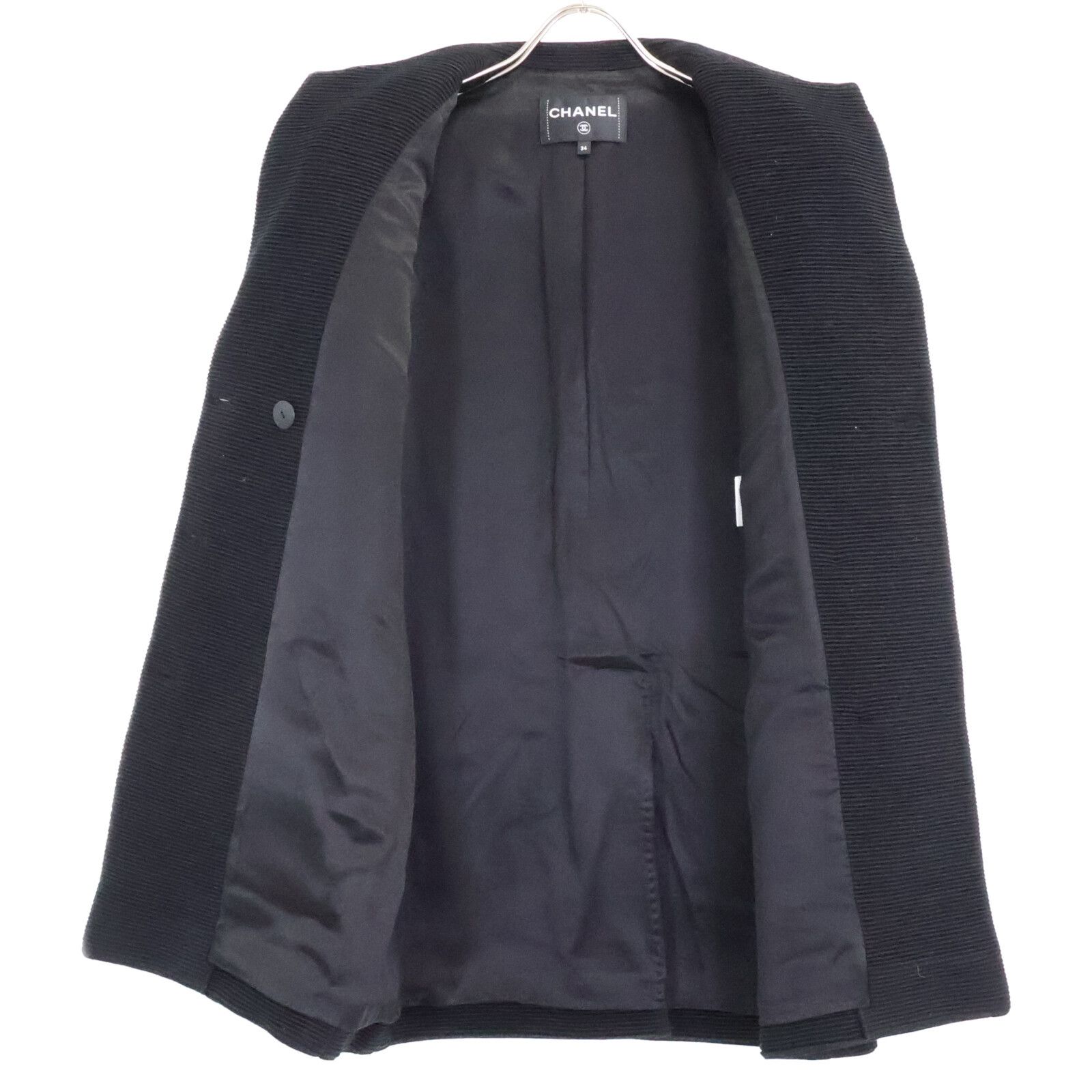 Chanel Chanel Chanel Wool Silk Lining Long Double Breasted Jacket Textile Outerwear P78175V69999 DUTY FREE for USA Size ONE SIZE - 4 Thumbnail