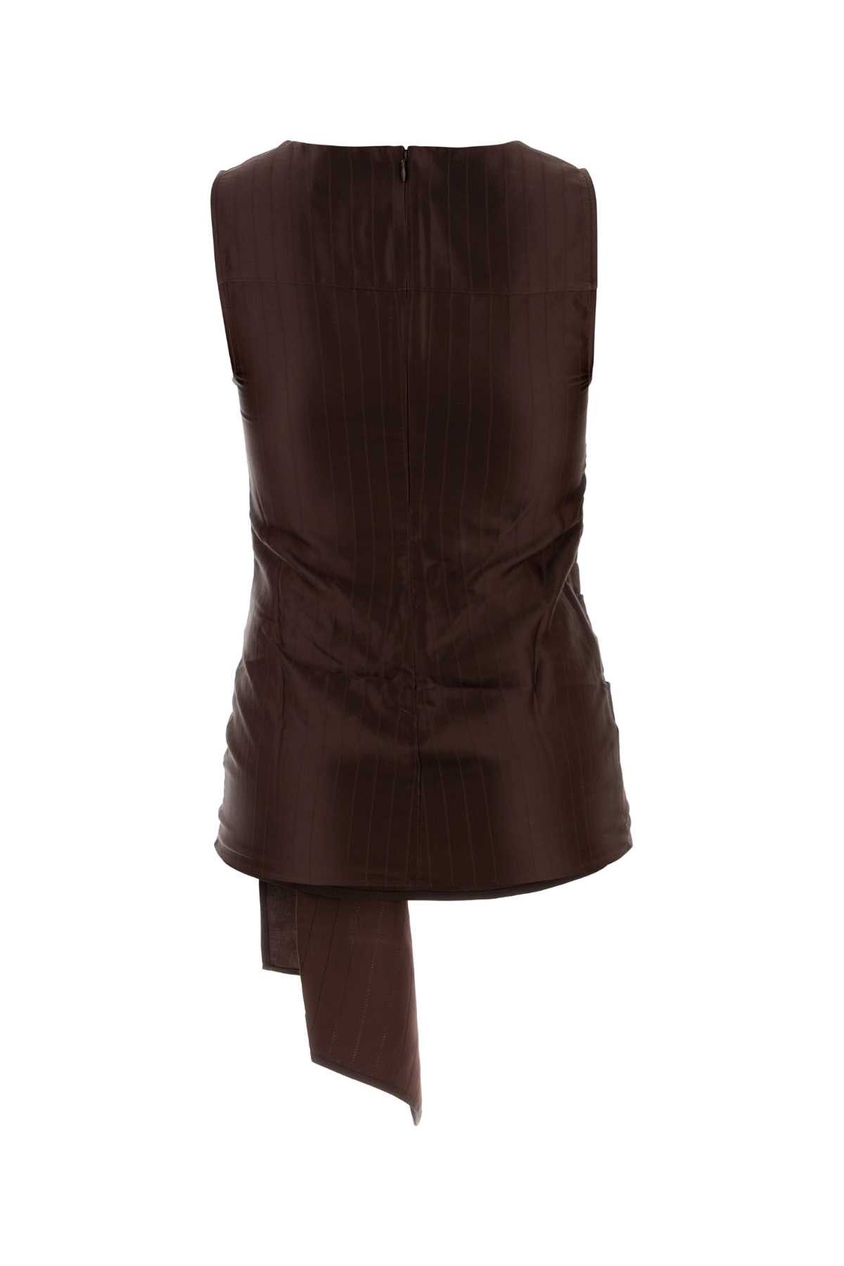 Loulou de Saison Chocolate Satin Fonda Top Size XS / US 0-2 / IT 36-38 - 2 Thumbnail