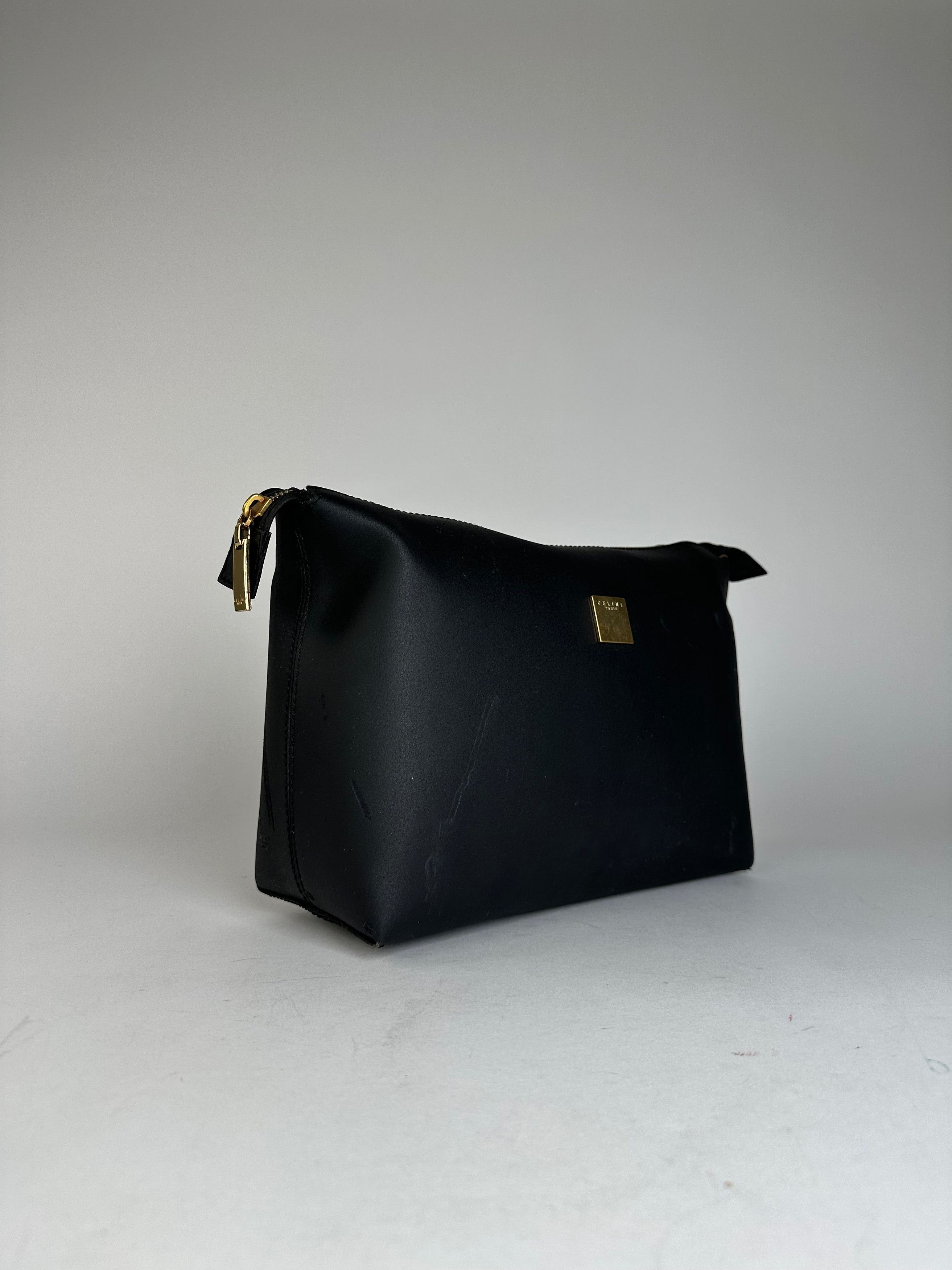 Celine Vintage Paris Plain Leather Clutch Black Size ONE SIZE - 9 Thumbnail