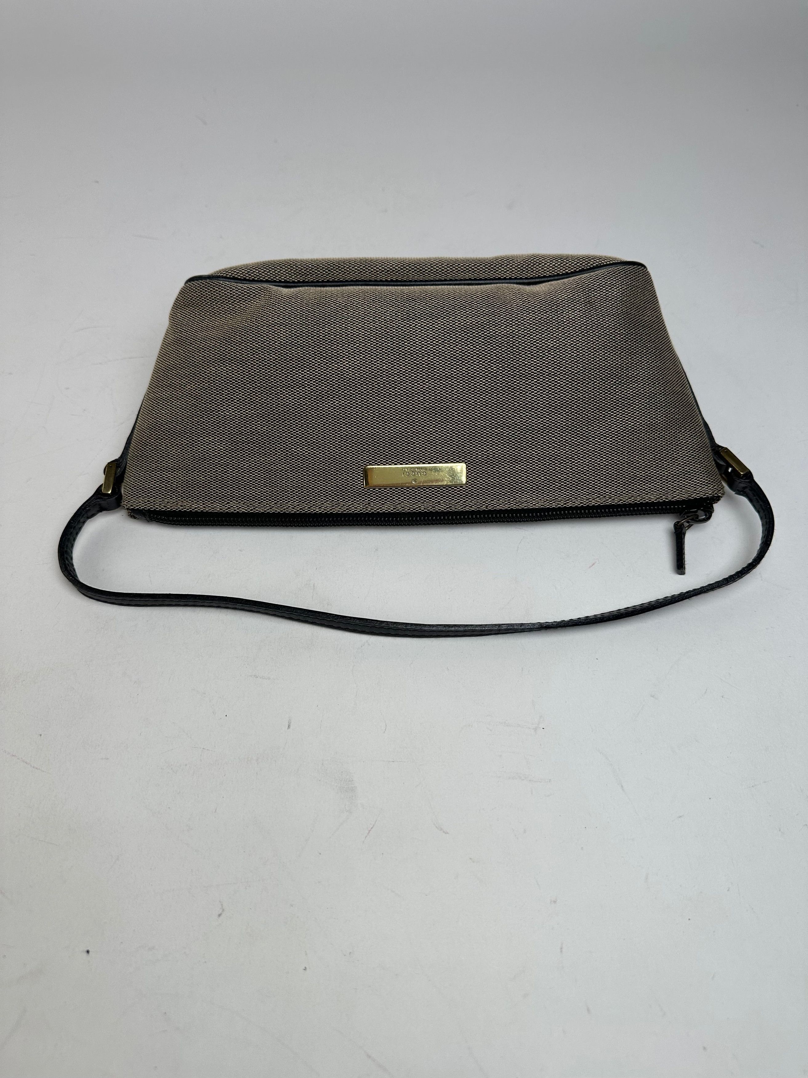 Gucci Vintage Leather / Canvas Mini Handbag Grey Black Size ONE SIZE - 7 Thumbnail