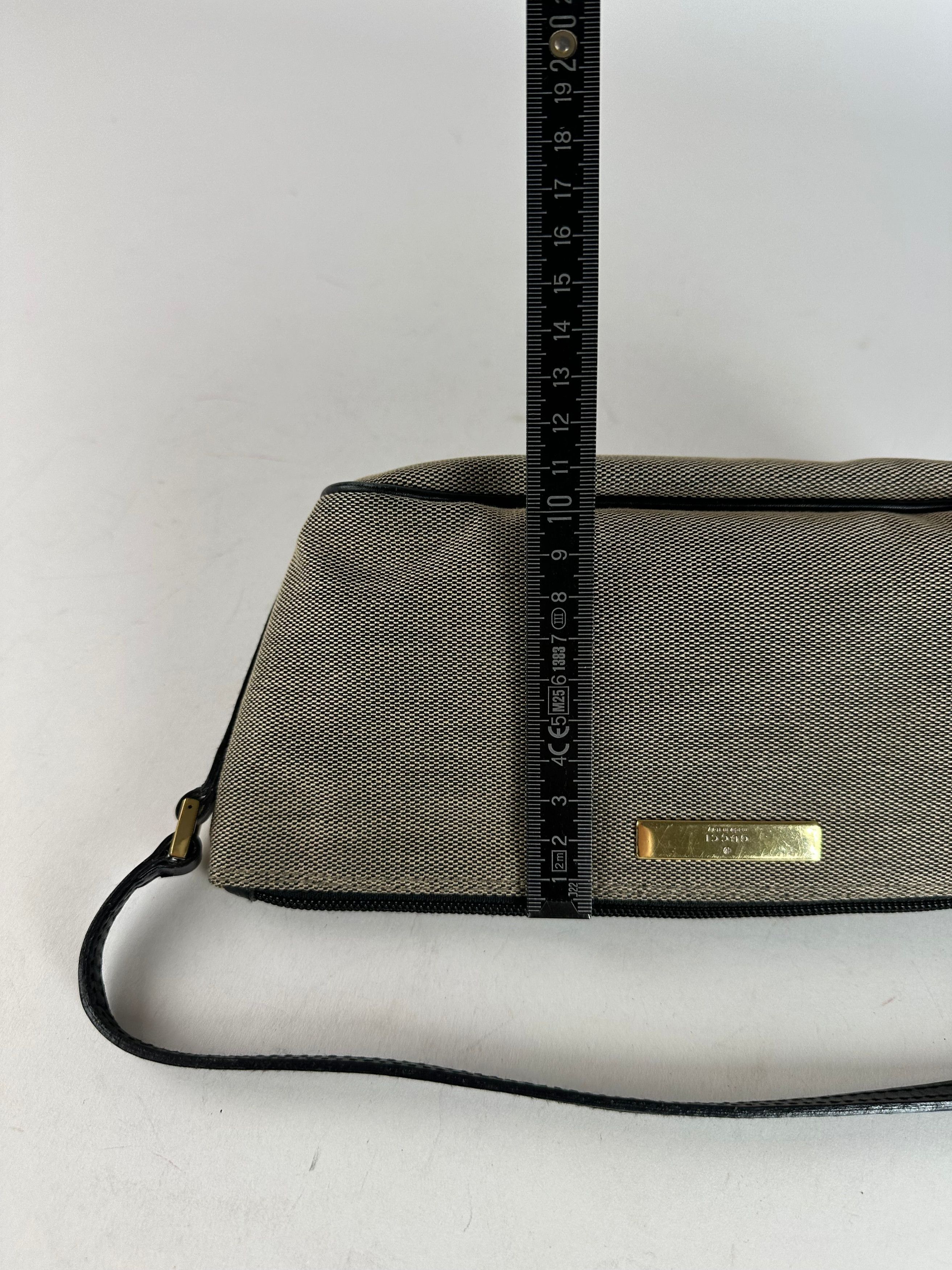 Gucci Vintage Leather / Canvas Mini Handbag Grey Black Size ONE SIZE - 9 Thumbnail