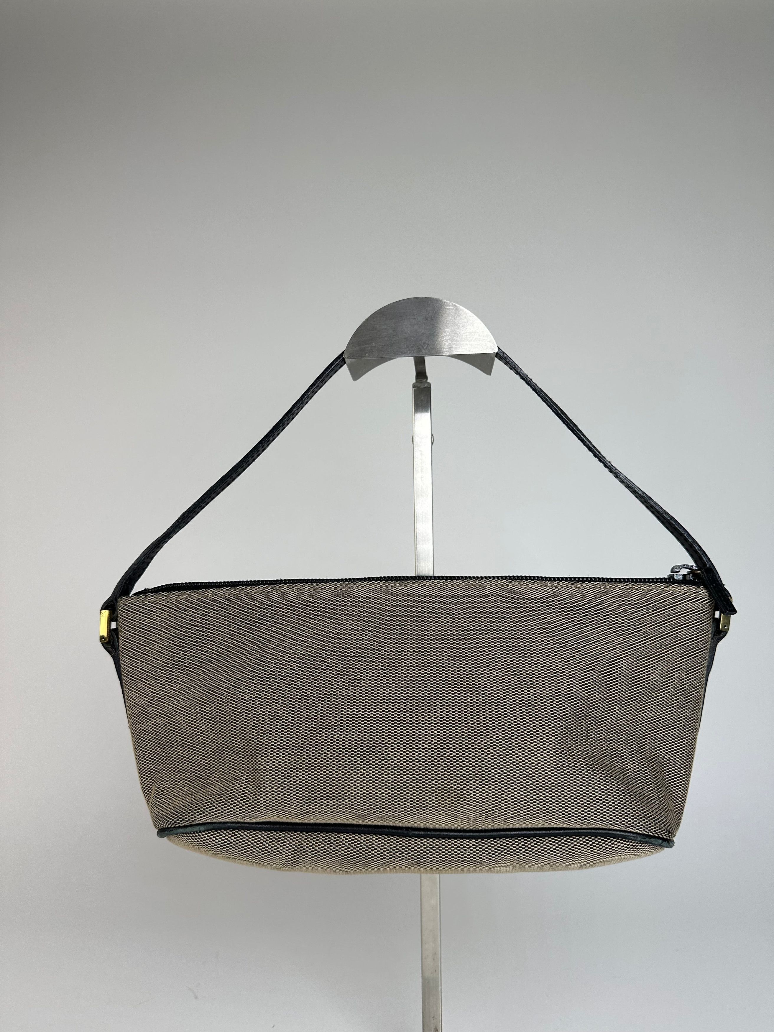 Gucci Vintage Leather / Canvas Mini Handbag Grey Black Size ONE SIZE - 14 Thumbnail