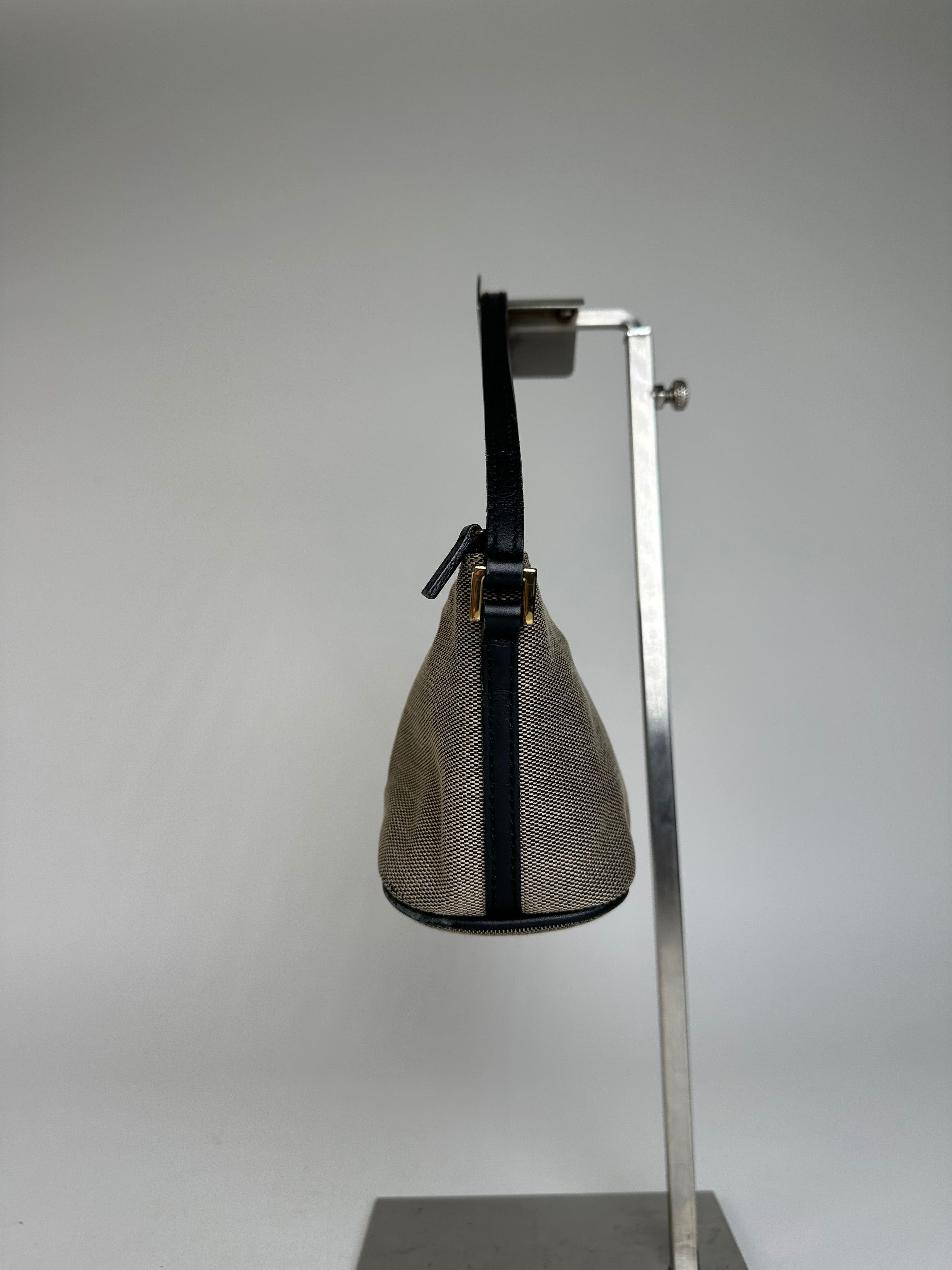 Gucci Vintage Leather / Canvas Mini Handbag Grey Black Size ONE SIZE - 6 Thumbnail