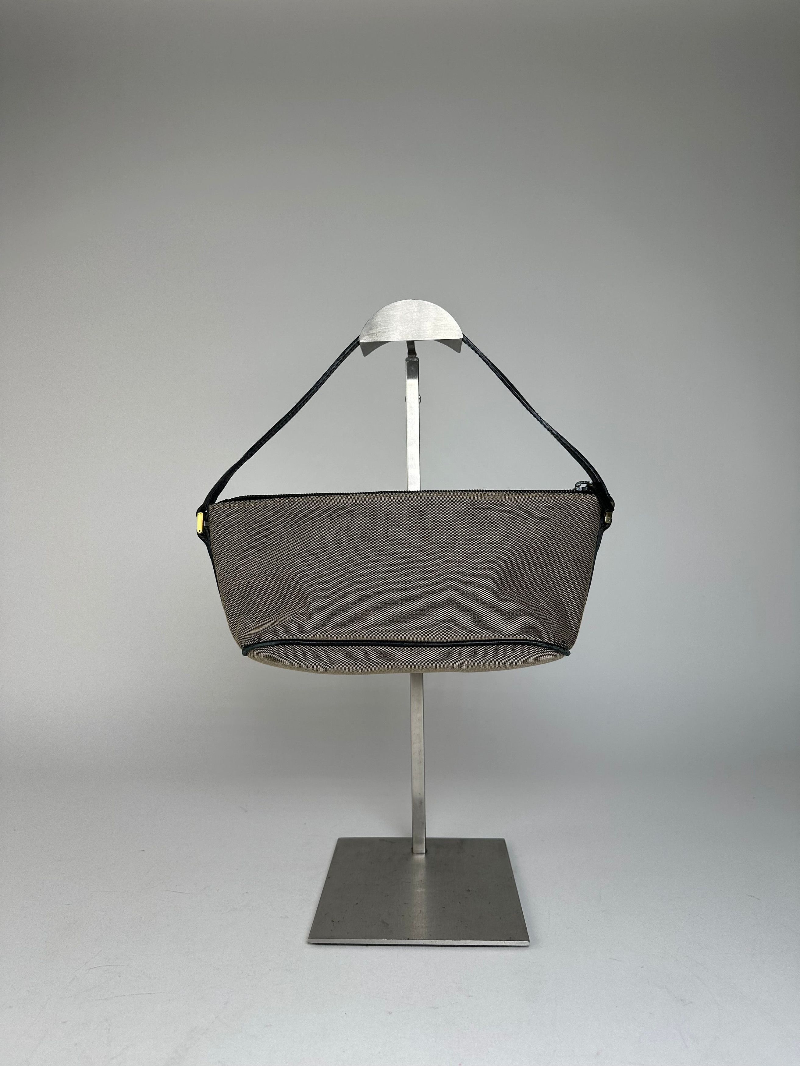 Gucci Vintage Leather / Canvas Mini Handbag Grey Black Size ONE SIZE - 2 Thumbnail