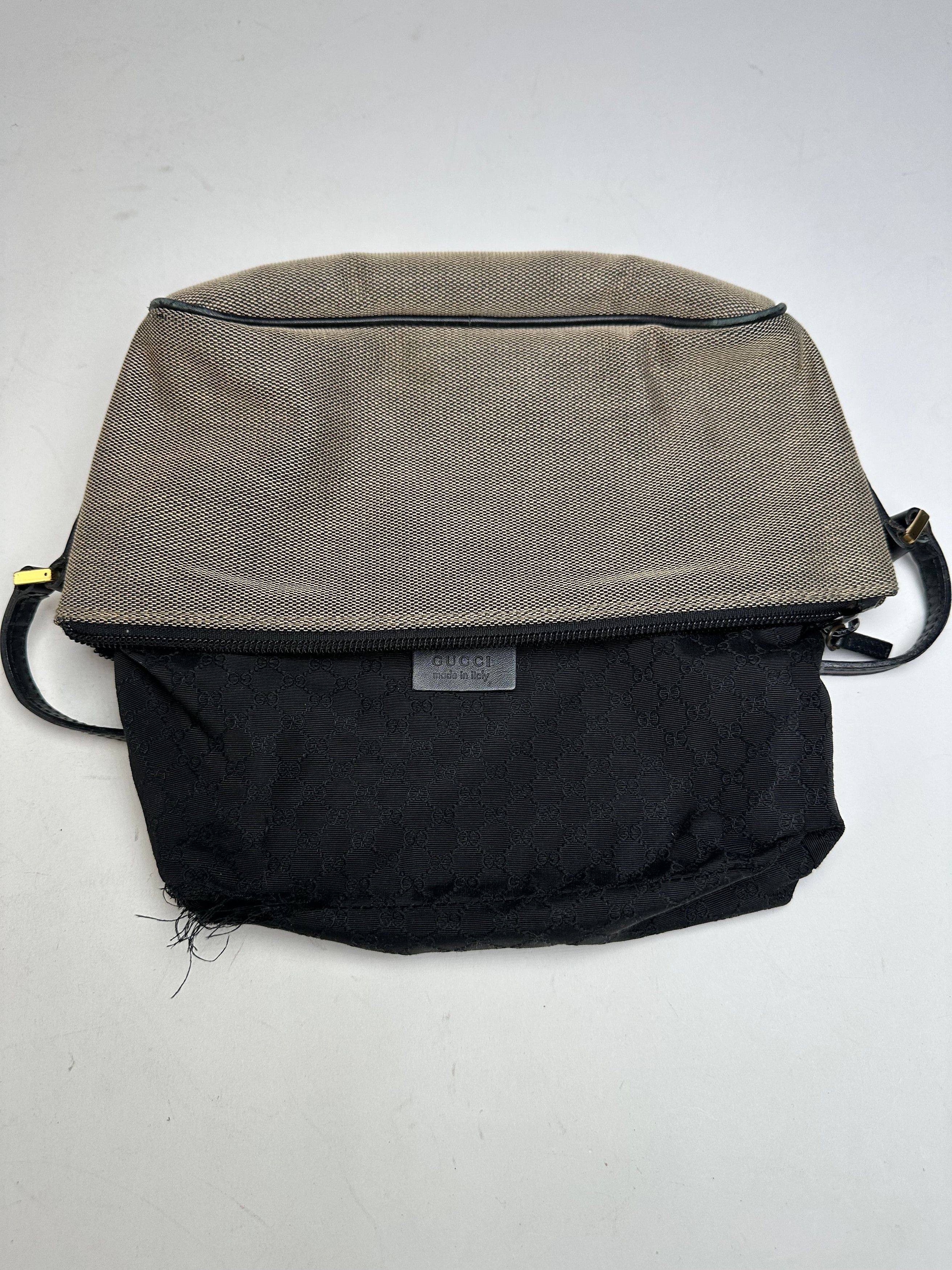 Gucci Vintage Leather / Canvas Mini Handbag Grey Black Size ONE SIZE - 11 Thumbnail
