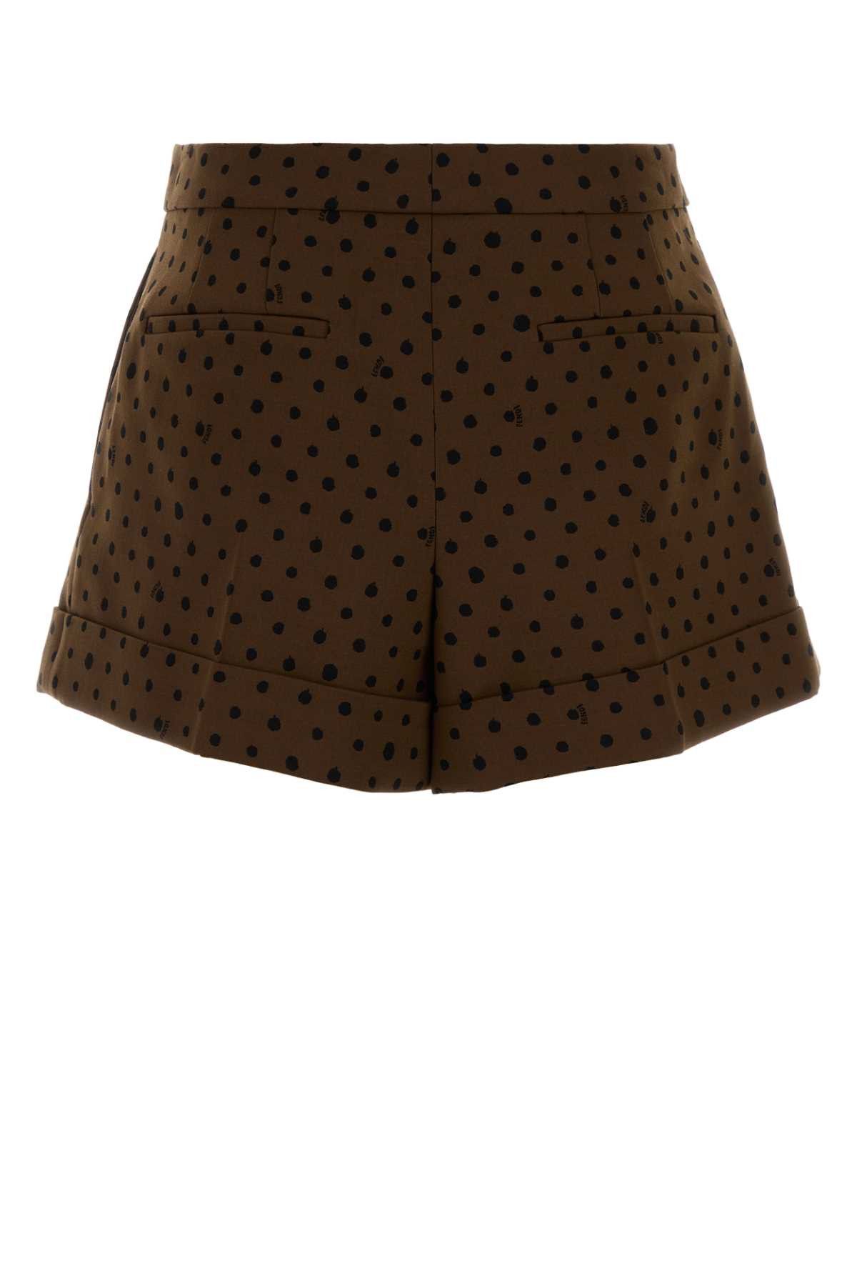 Fendi Printed Stretch Wool Blend Shorts Size 26" / US 2 / IT 38 - 2 Thumbnail