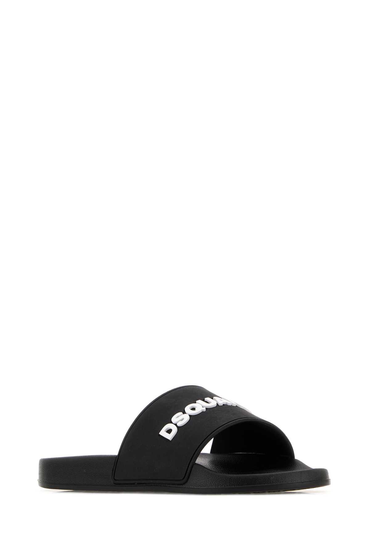 Dsquared2 Black Rubber Slippers Size US 9 / EU 42 - 2 Thumbnail