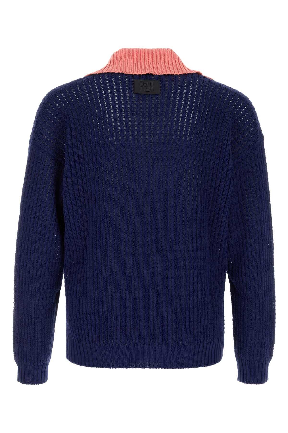 Fendi Navy Blue Cotton Polo Shirt Size US L / EU 52-54 / 3 - 2 Thumbnail