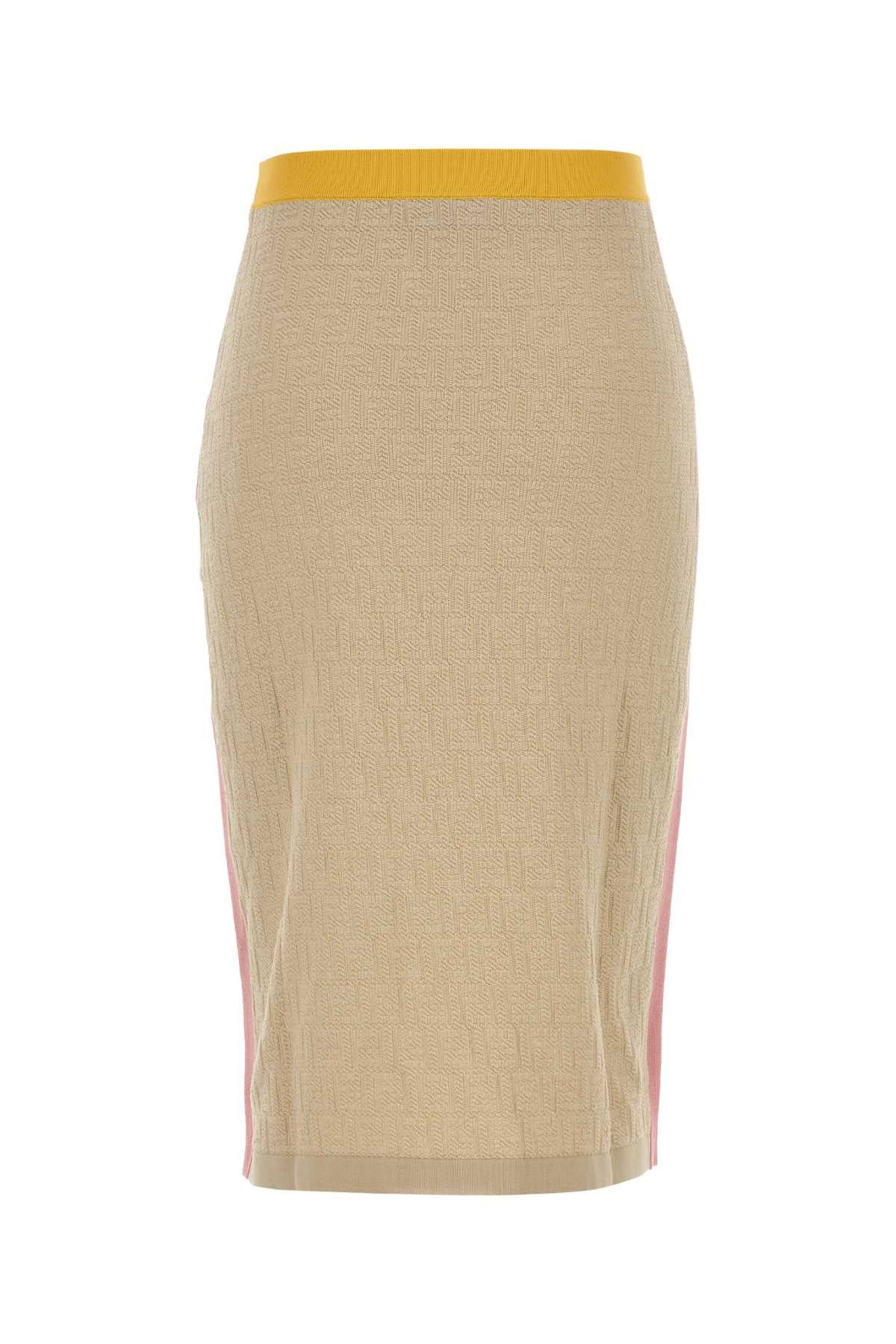 Fendi Sand Stretch Cotton Blend Skirt Size 28" / US 6 / IT 42 - 2 Thumbnail