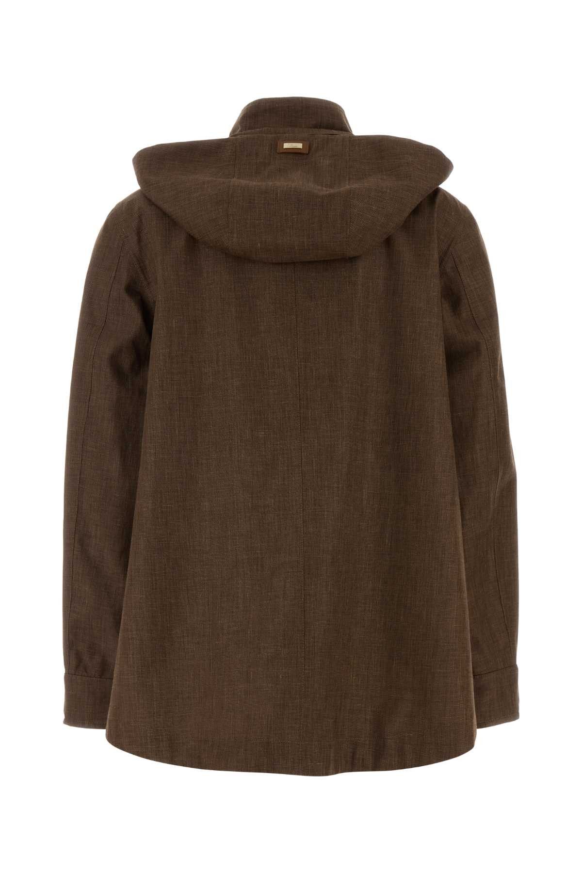 Herno Brown Linen Blend Jacket Size S / US 4 / IT 40 - 2 Thumbnail