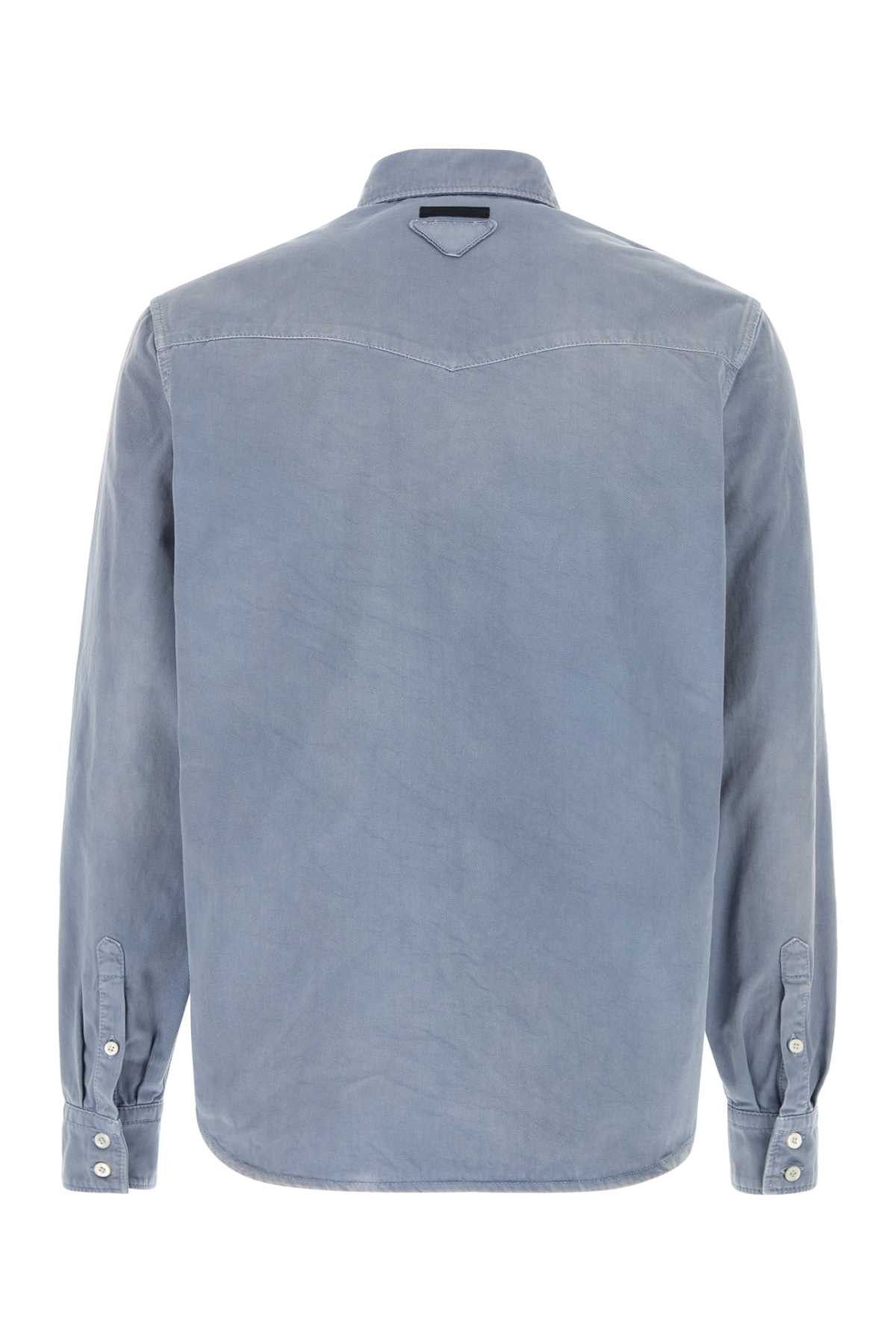 Prada Powder Blue Gabardine Shirt Size US L / EU 52-54 / 3 - 2 Thumbnail