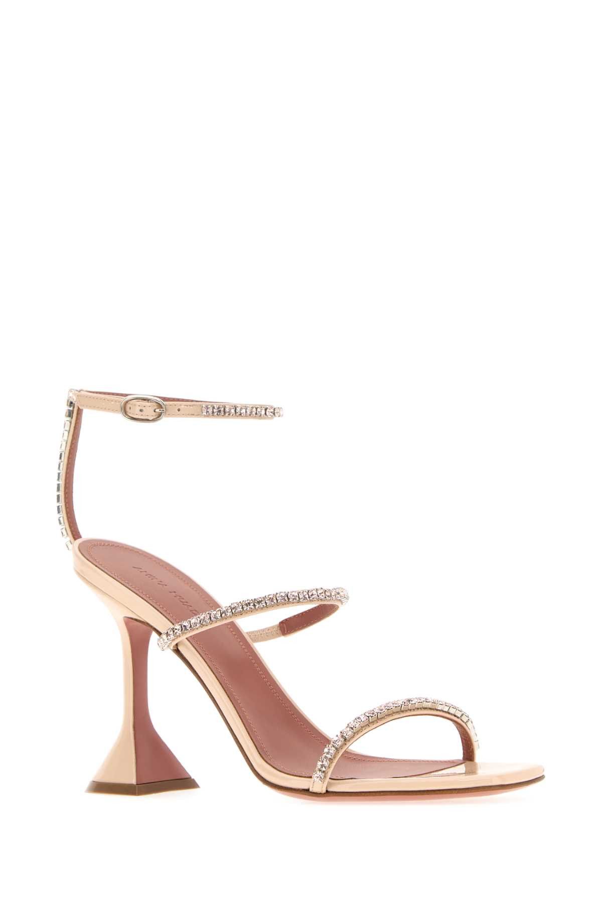 Amina Muaddi Skin Pink Leather Gilda Sandals Size US 8.5 / IT 38.5 - 2 Thumbnail