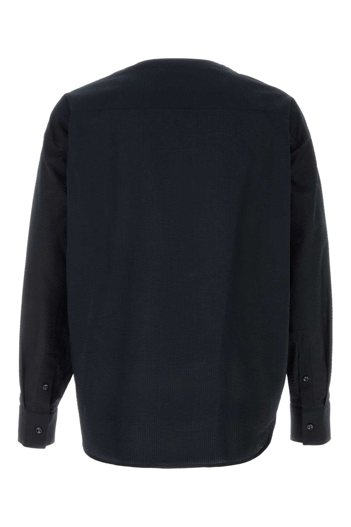 Giorgio Armani Midnight Blue Seersucker Shirt Size US S / EU 44-46 / 1 - 2 Thumbnail