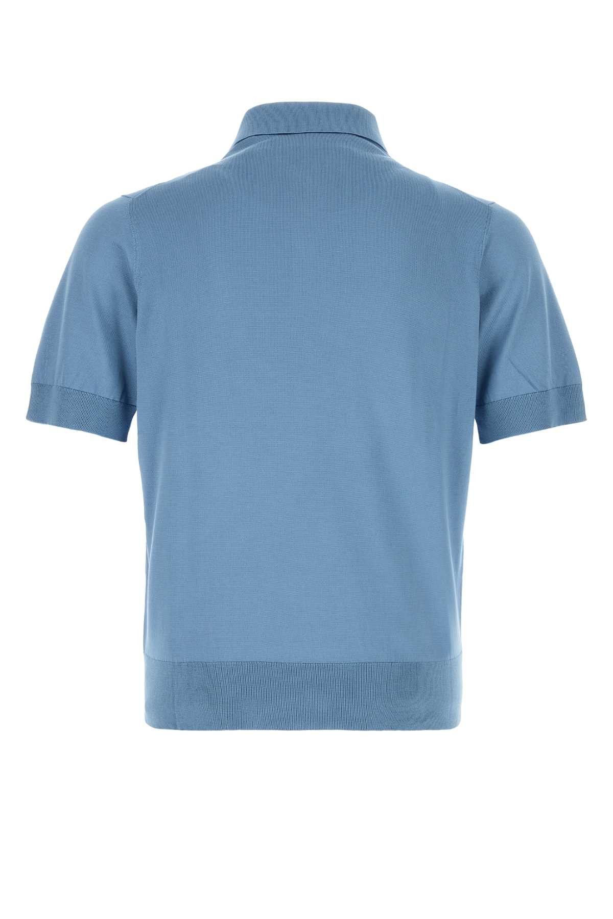 Dolce & Gabbana Air Force Blue Silk Polo Shirt Size US M / EU 48-50 / 2 - 2 Thumbnail
