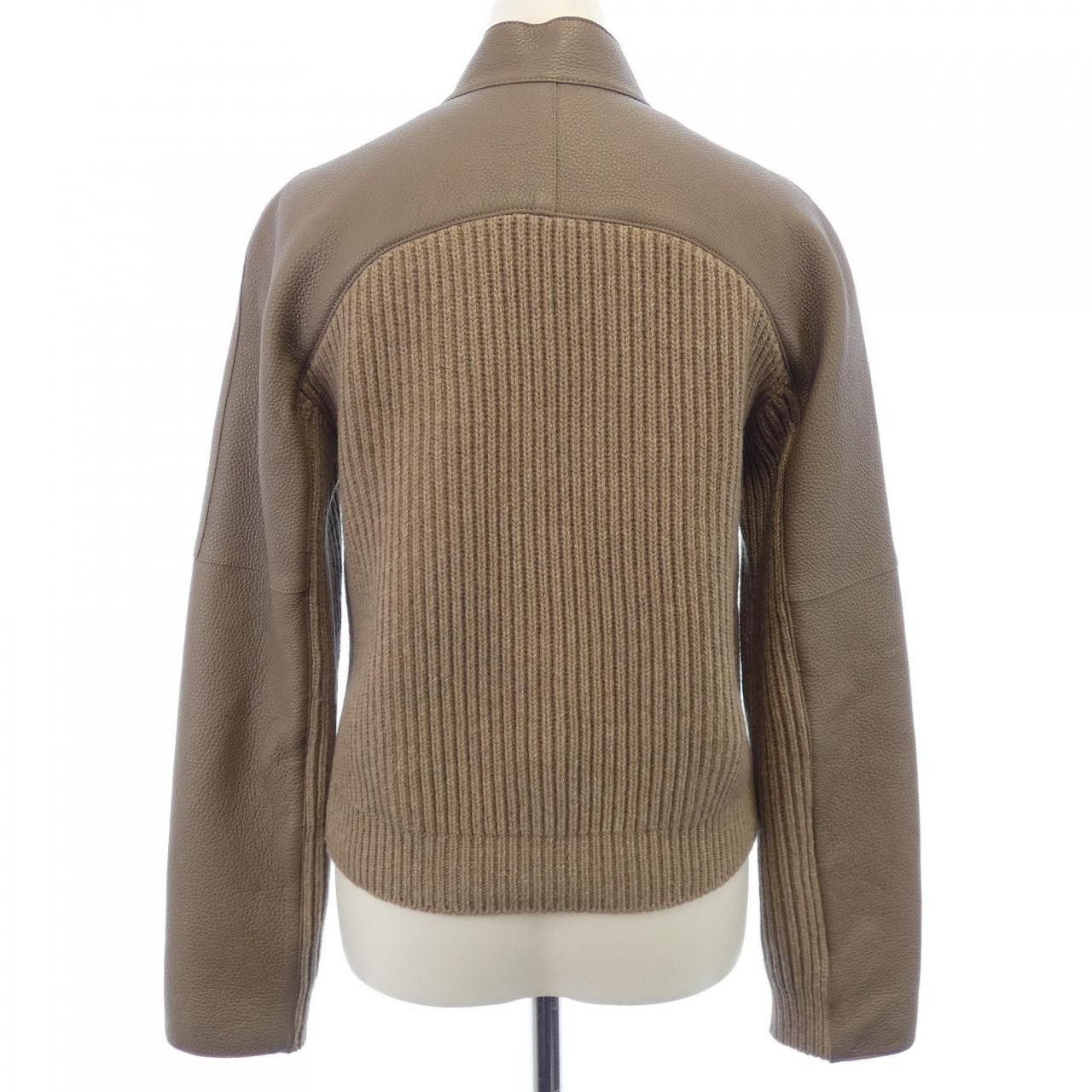 Hermes Hermes Hermès 3H1215D2 Deer Skin Cashmere Polyester Leather Jacket38 Leather Outerwear DUTY FREE for USA Size ONE SIZE - 2 Thumbnail