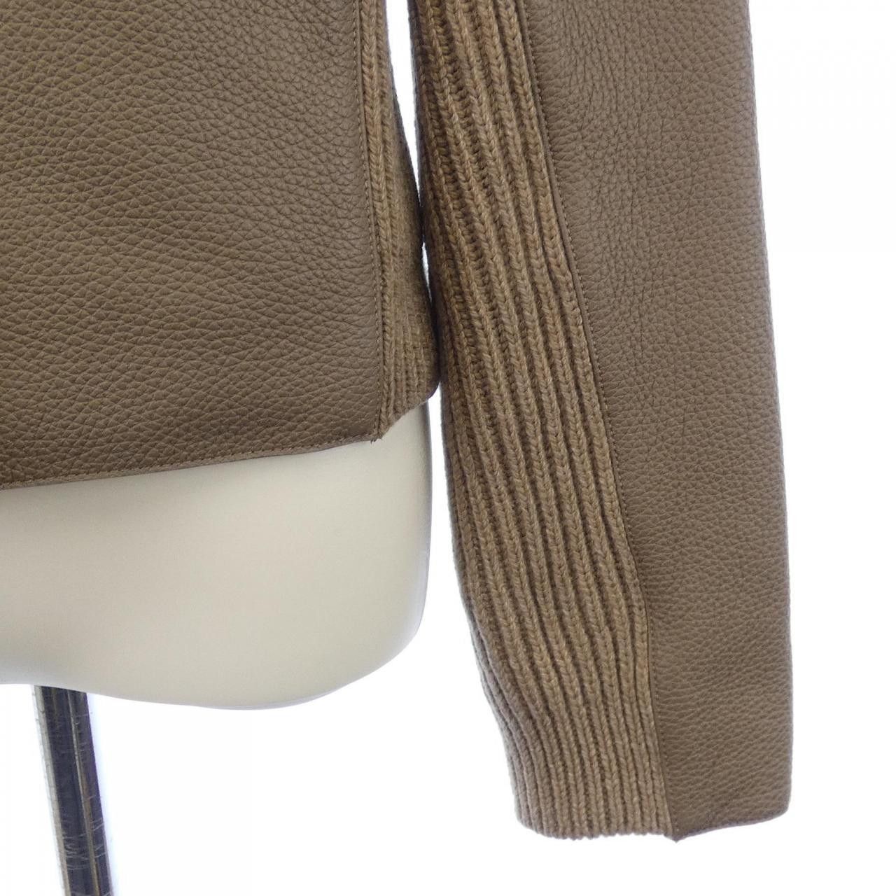 Hermes Hermes Hermès 3H1215D2 Deer Skin Cashmere Polyester Leather Jacket38 Leather Outerwear DUTY FREE for USA Size ONE SIZE - 6 Thumbnail