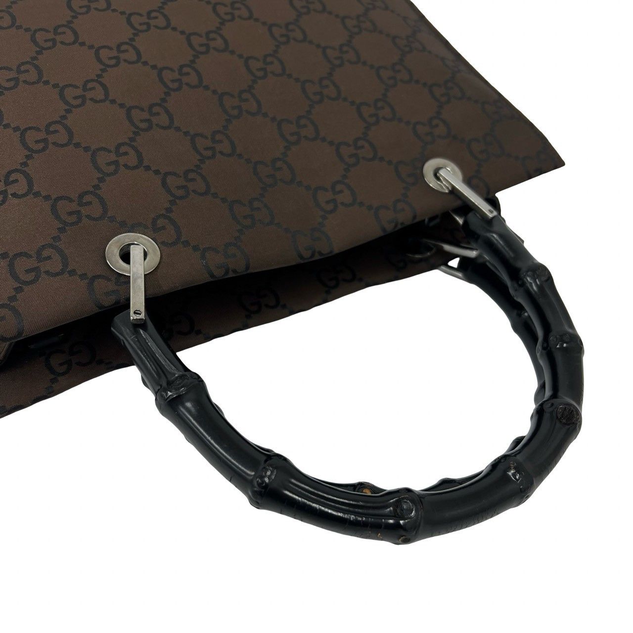 Gucci Gucci Gucci Bamboo GG Nylon Leather Handbag Textile Handbag DUTY FREE for USA Size ONE SIZE - 5 Thumbnail