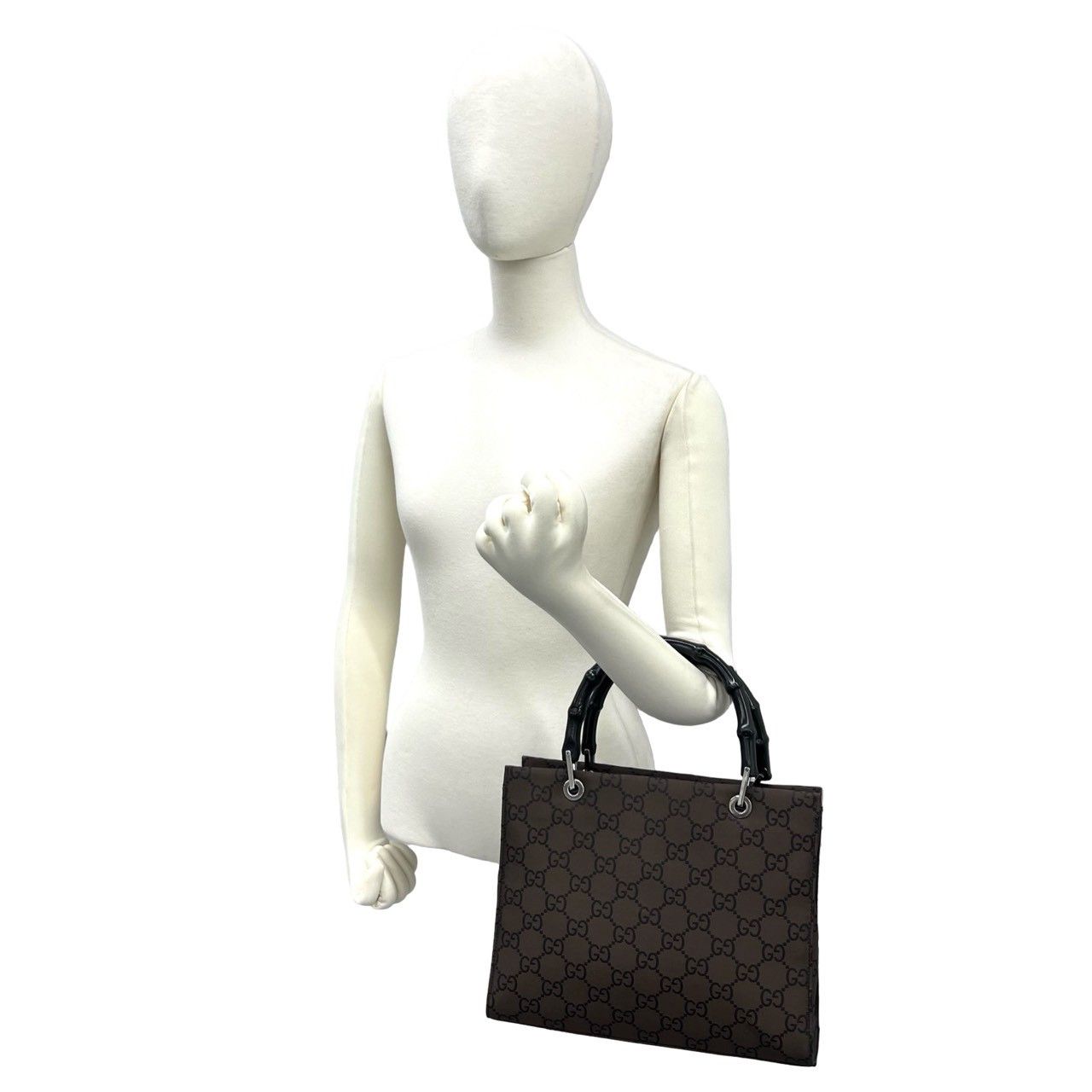 Gucci Gucci Gucci Bamboo GG Nylon Leather Handbag Textile Handbag DUTY FREE for USA Size ONE SIZE - 3 Thumbnail
