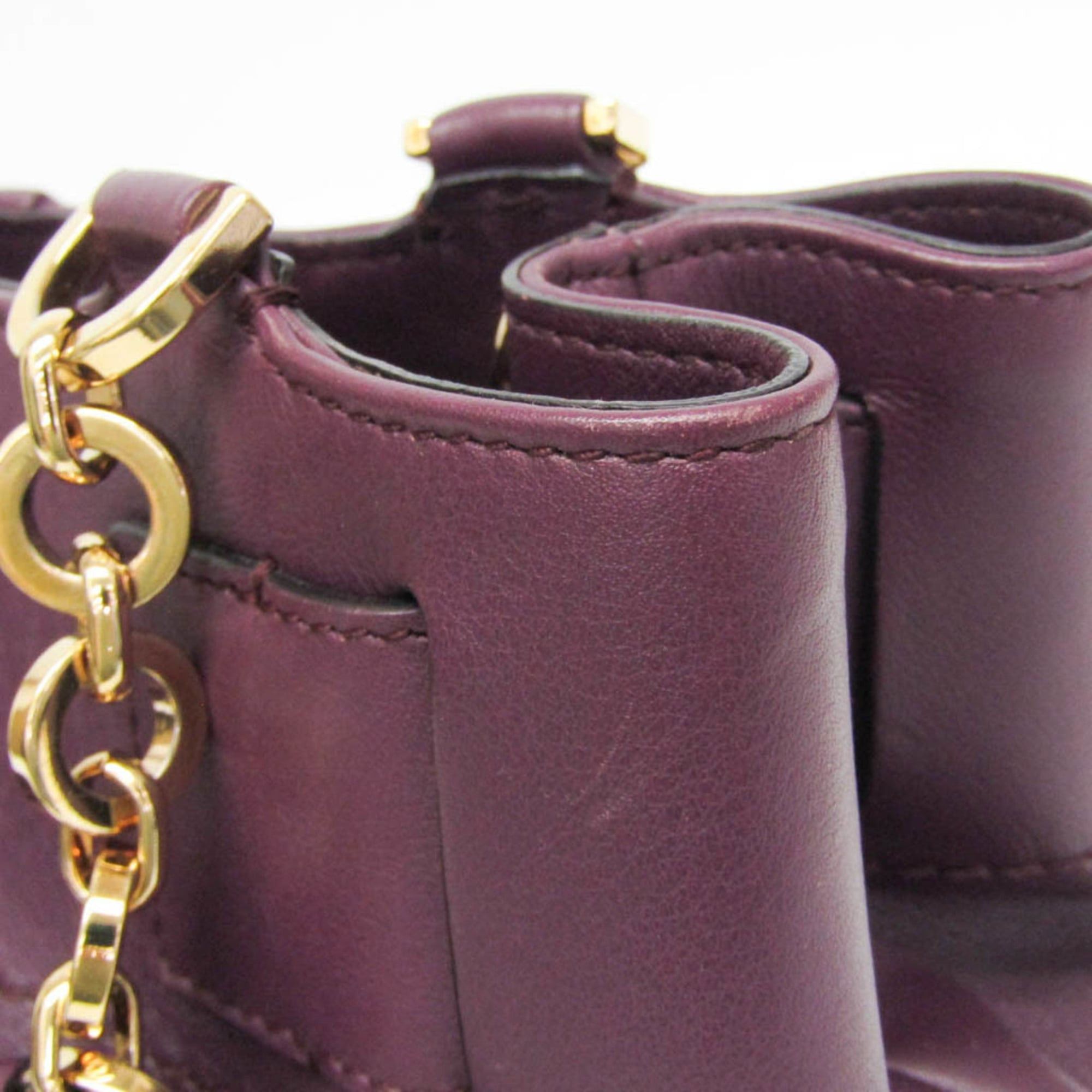 Salvatore Ferragamo Salvatore Ferragamo Gancini EE-21 D477 Women's Leather Handbag,Shoulder Bag Purple Size ONE SIZE - 11 Thumbnail