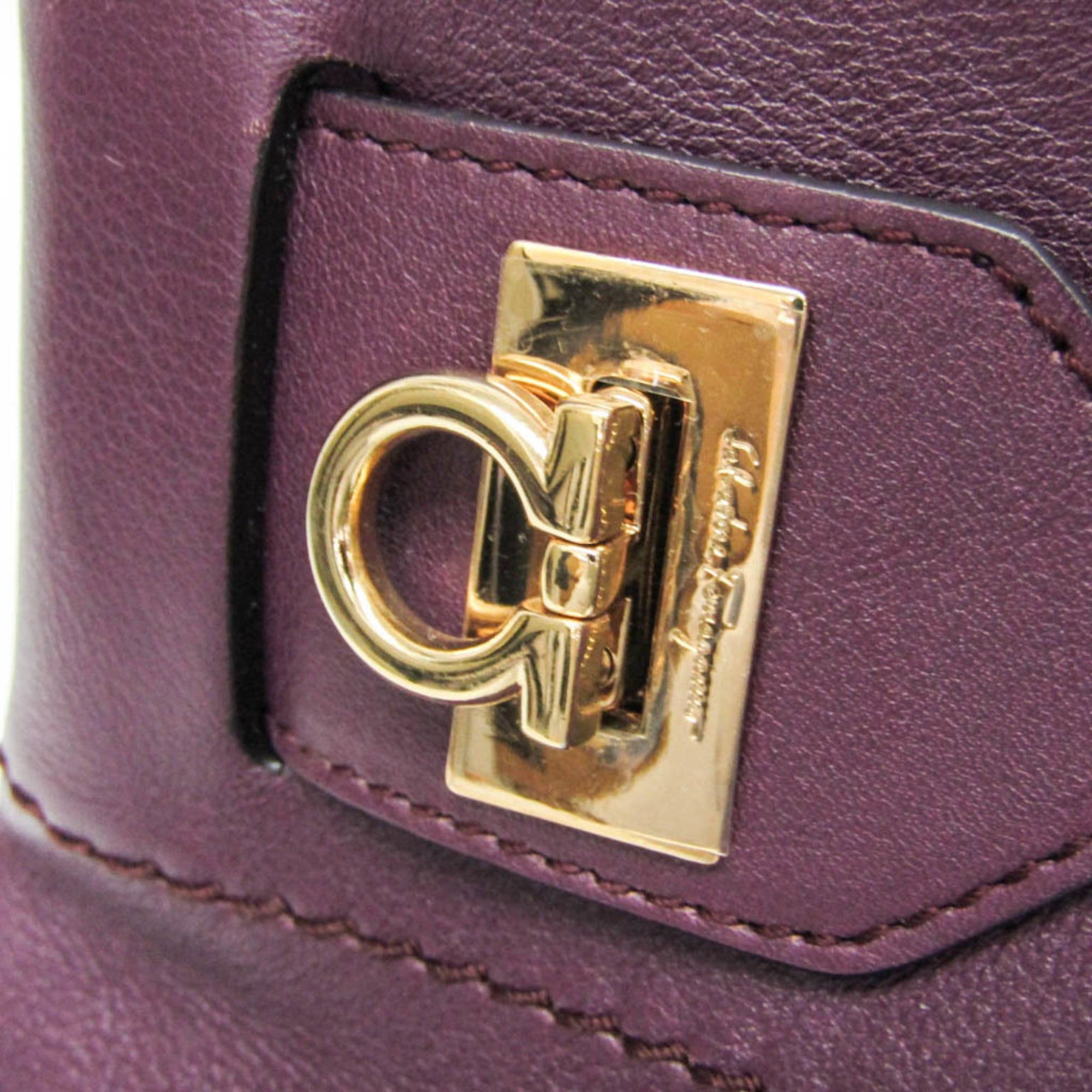 Salvatore Ferragamo Salvatore Ferragamo Gancini EE-21 D477 Women's Leather Handbag,Shoulder Bag Purple Size ONE SIZE - 7 Thumbnail