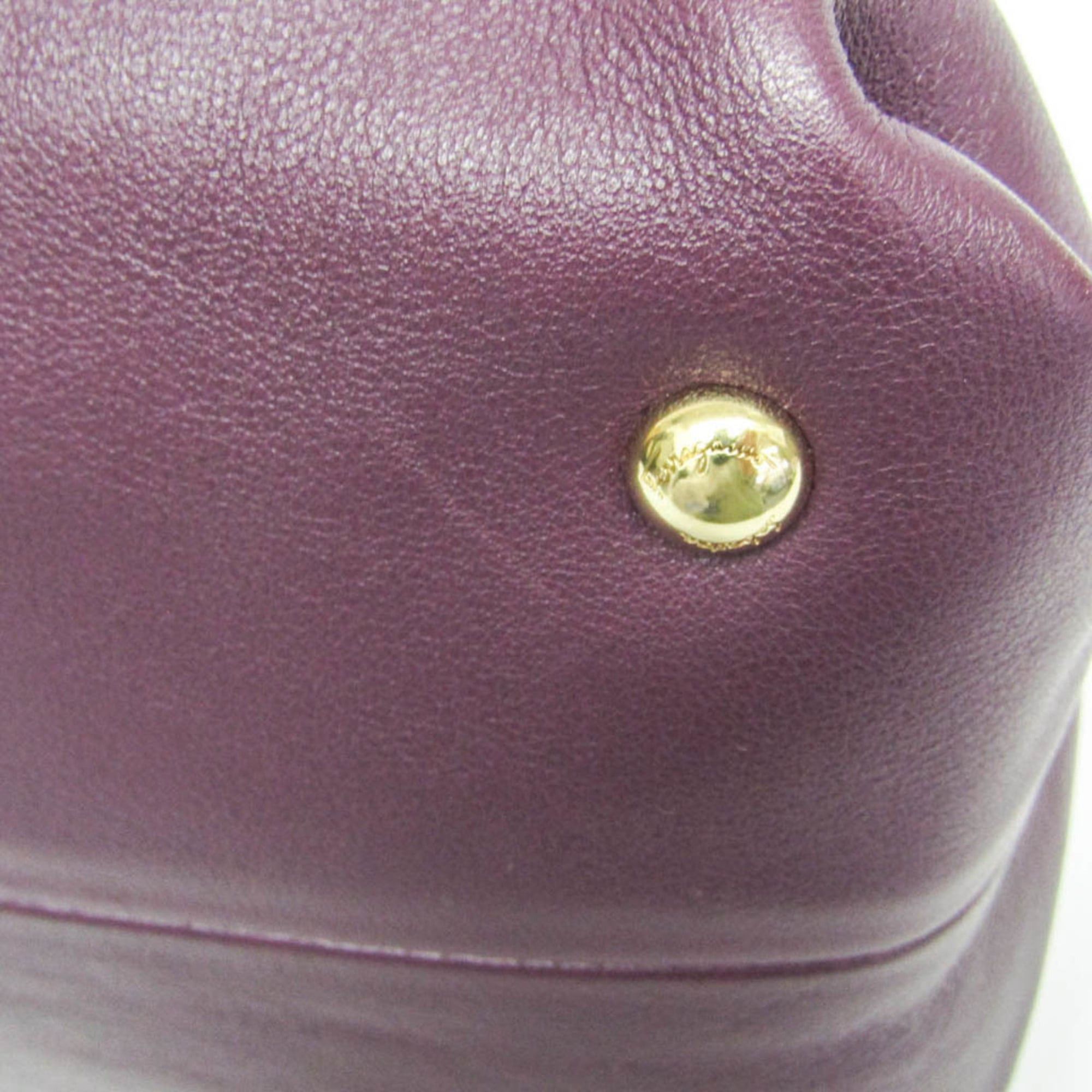 Salvatore Ferragamo Salvatore Ferragamo Gancini EE-21 D477 Women's Leather Handbag,Shoulder Bag Purple Size ONE SIZE - 5 Thumbnail