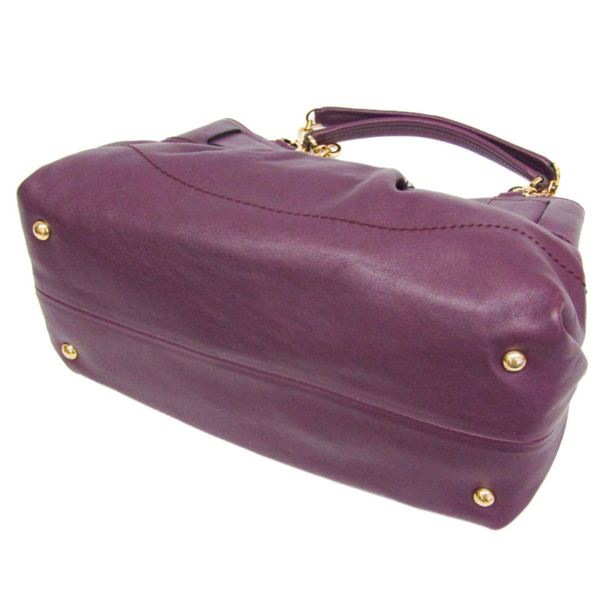 Salvatore Ferragamo Salvatore Ferragamo Gancini EE-21 D477 Women's Leather Handbag,Shoulder Bag Purple Size ONE SIZE - 2 Thumbnail