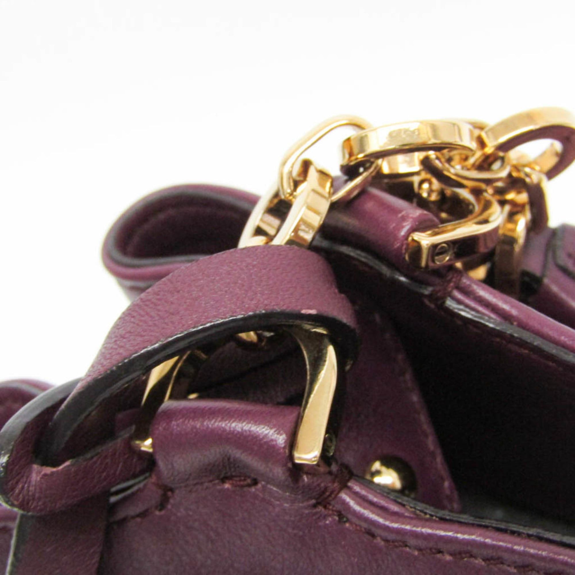 Salvatore Ferragamo Salvatore Ferragamo Gancini EE-21 D477 Women's Leather Handbag,Shoulder Bag Purple Size ONE SIZE - 8 Thumbnail