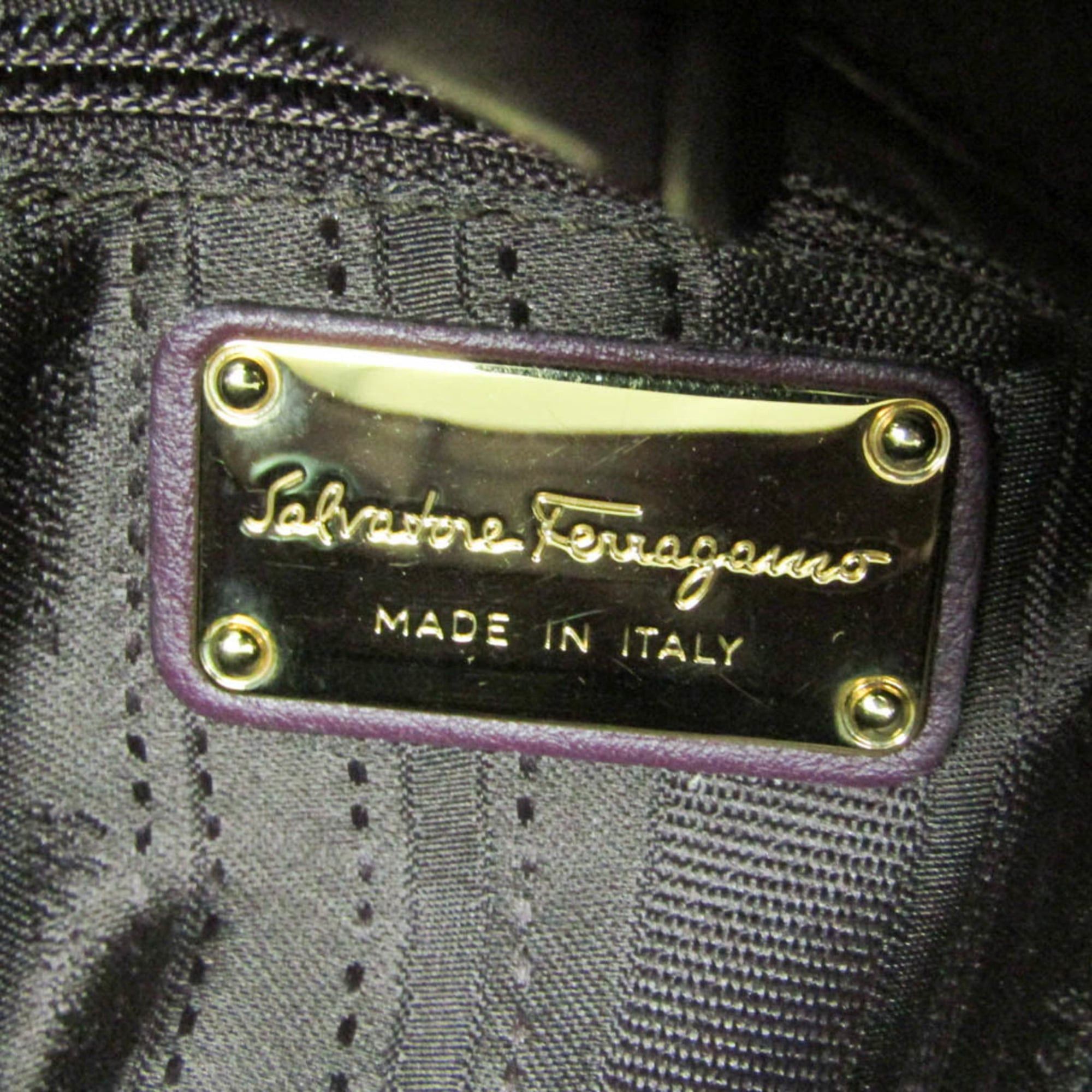 Salvatore Ferragamo Salvatore Ferragamo Gancini EE-21 D477 Women's Leather Handbag,Shoulder Bag Purple Size ONE SIZE - 18 Thumbnail