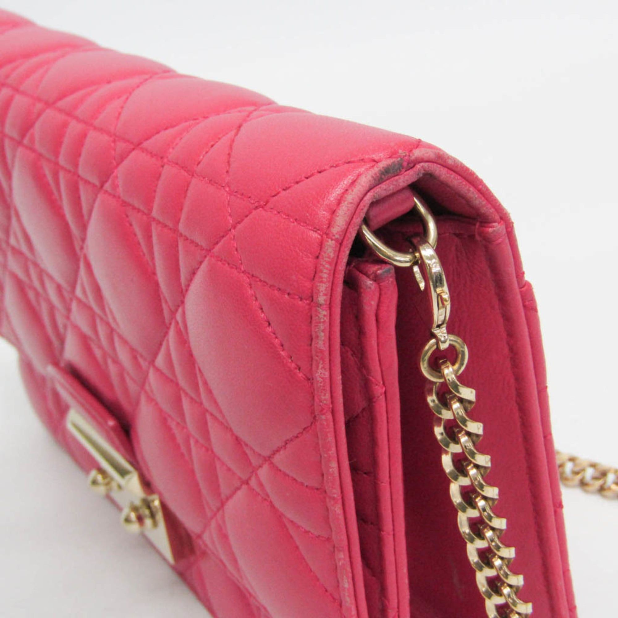 Dior Christian Dior Cannage/Lady Dior Women's Lambskin Chain/Shoulder Wallet Pink Size ONE SIZE - 7 Thumbnail