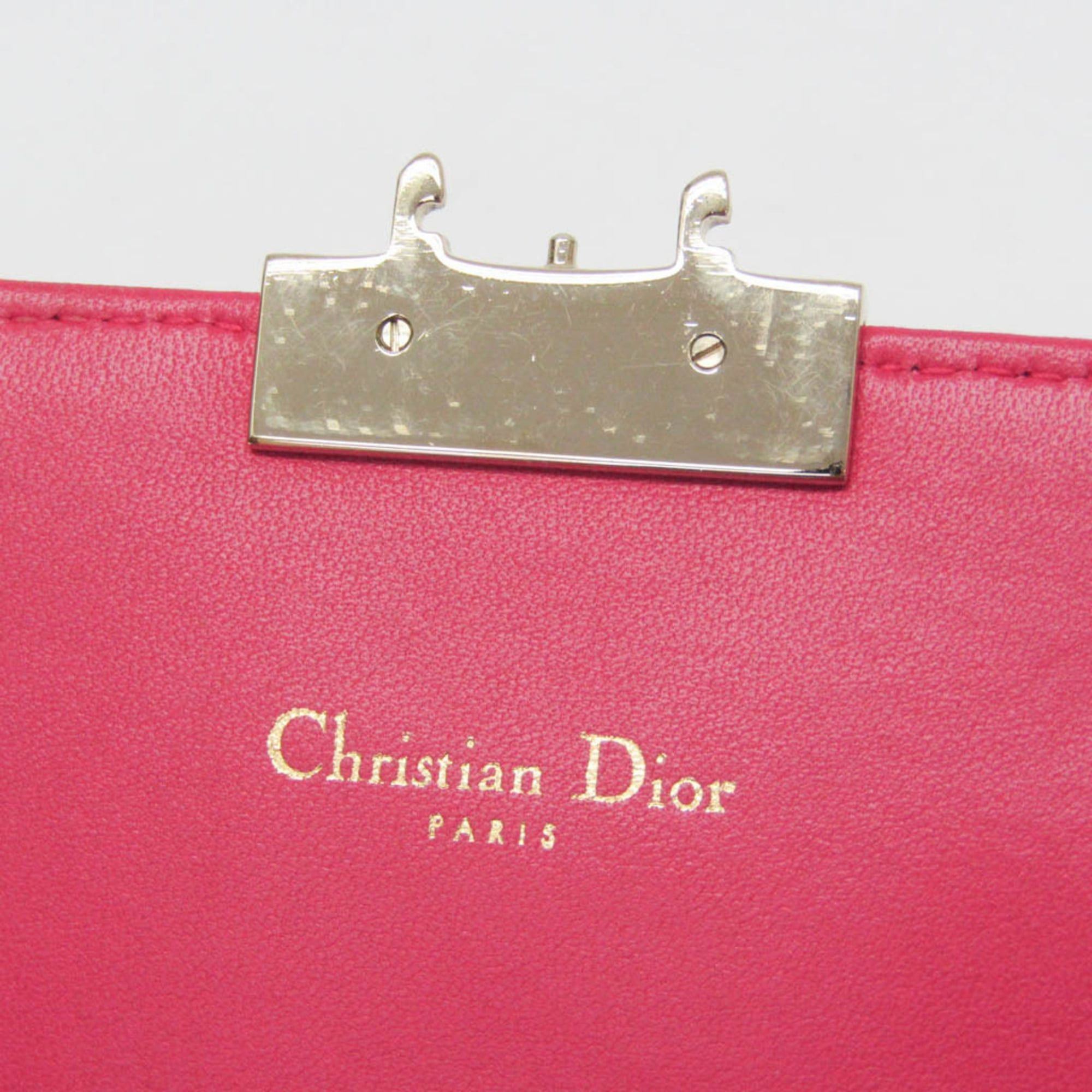 Dior Christian Dior Cannage/Lady Dior Women's Lambskin Chain/Shoulder Wallet Pink Size ONE SIZE - 14 Thumbnail