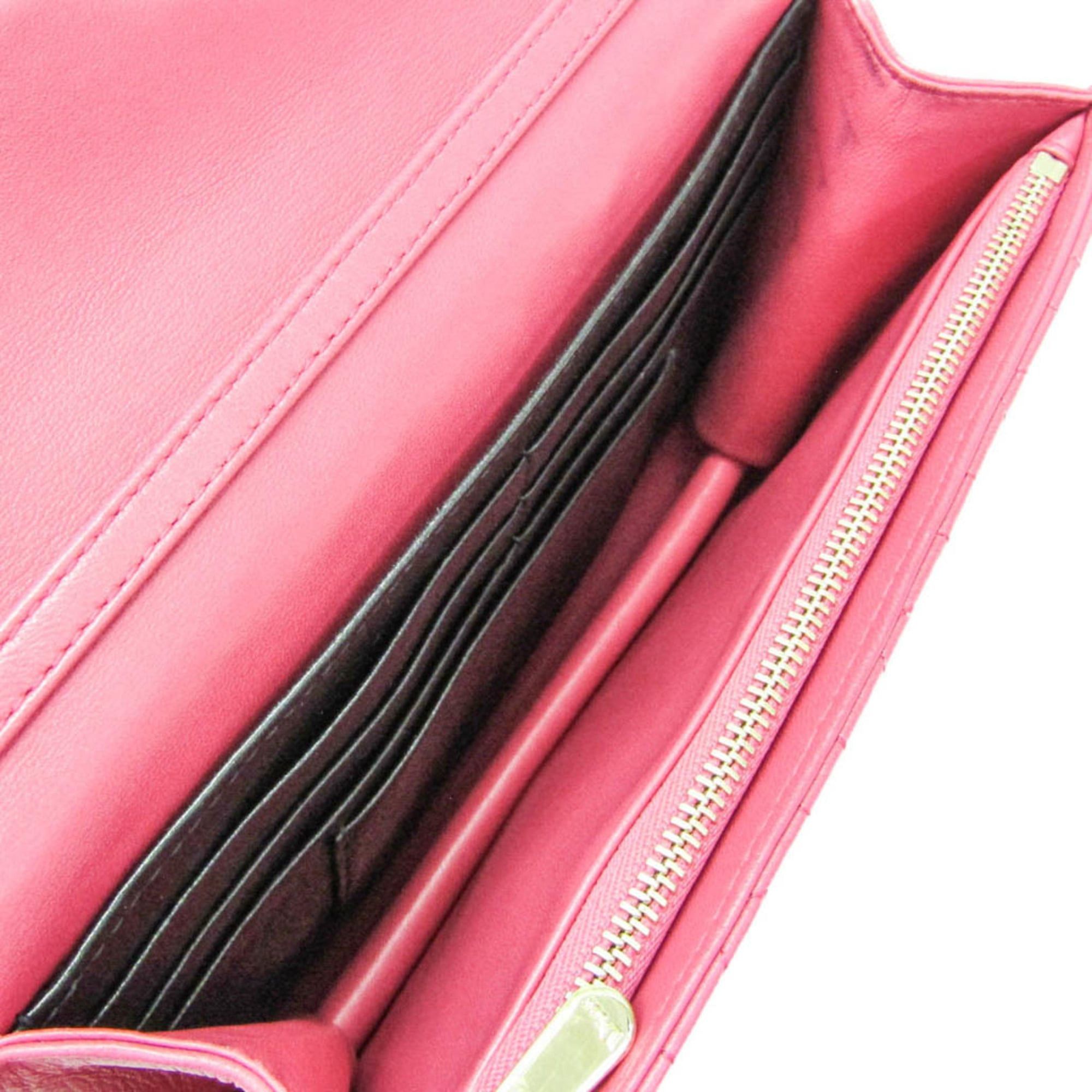 Dior Christian Dior Cannage/Lady Dior Women's Lambskin Chain/Shoulder Wallet Pink Size ONE SIZE - 3 Thumbnail