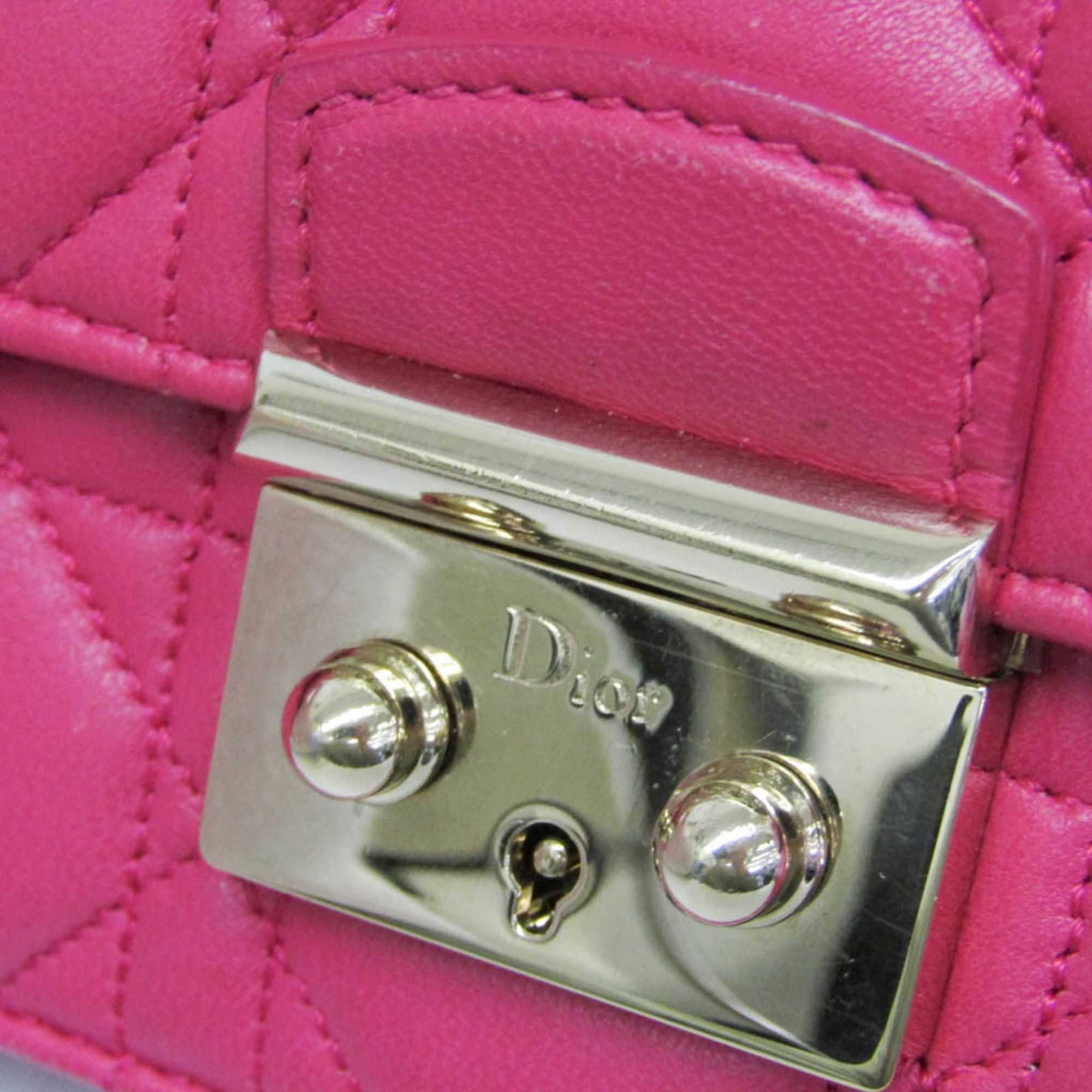 Dior Christian Dior Cannage/Lady Dior Women's Lambskin Chain/Shoulder Wallet Pink Size ONE SIZE - 11 Thumbnail