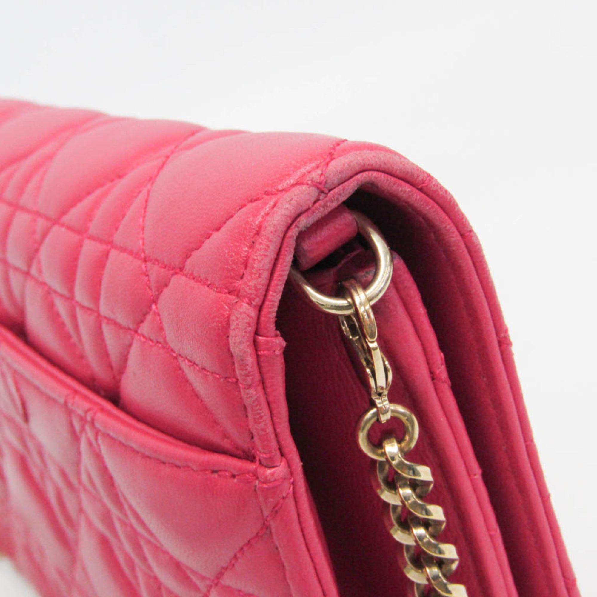 Dior Christian Dior Cannage/Lady Dior Women's Lambskin Chain/Shoulder Wallet Pink Size ONE SIZE - 8 Thumbnail