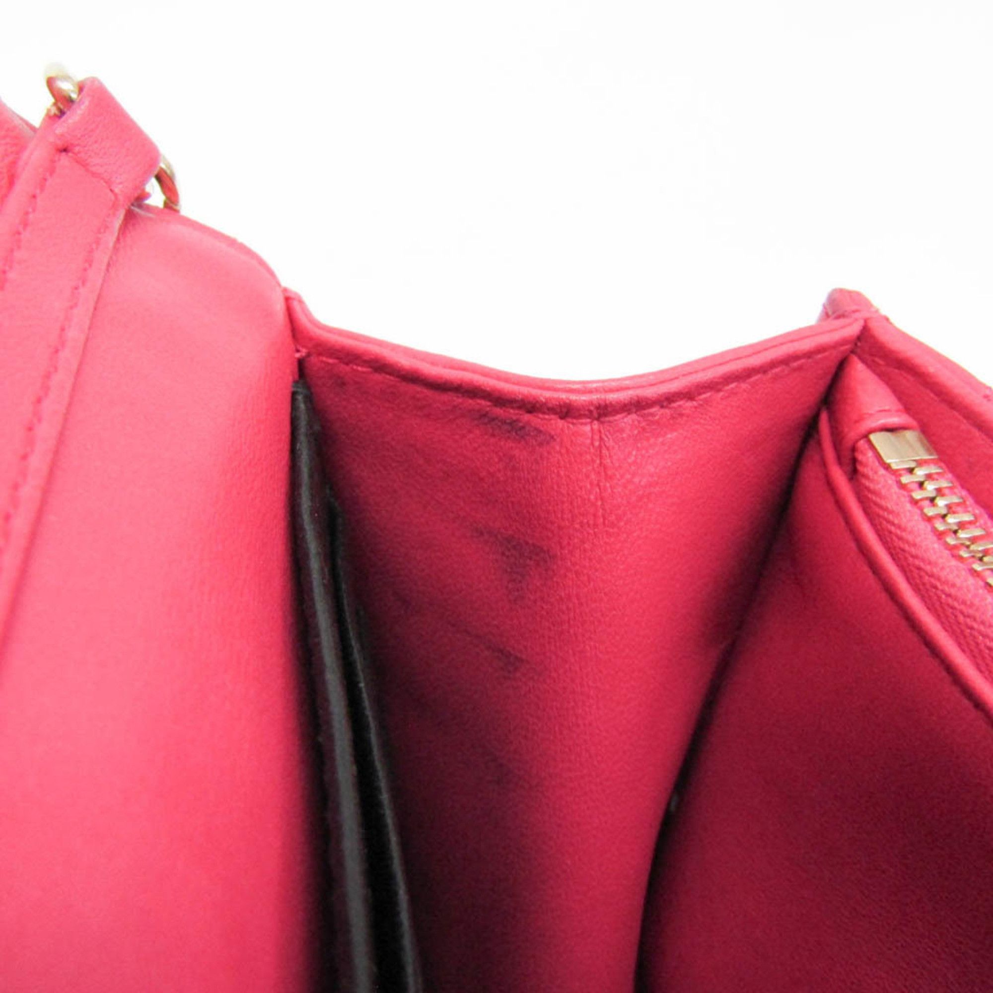 Dior Christian Dior Cannage/Lady Dior Women's Lambskin Chain/Shoulder Wallet Pink Size ONE SIZE - 13 Thumbnail