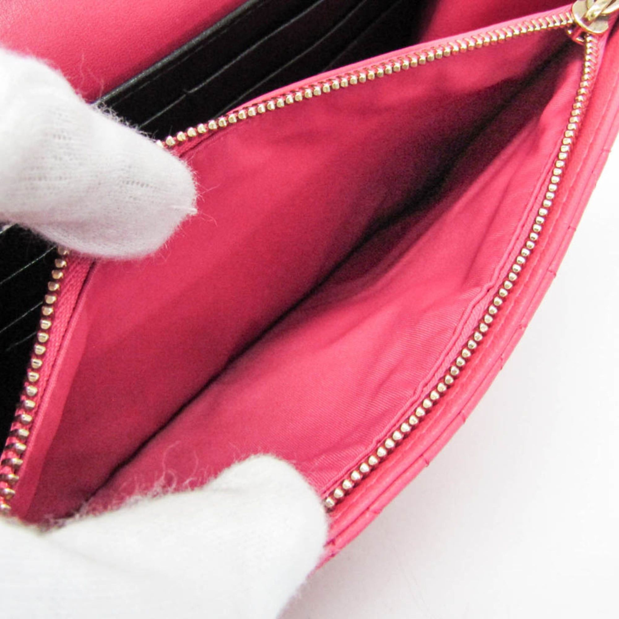 Dior Christian Dior Cannage/Lady Dior Women's Lambskin Chain/Shoulder Wallet Pink Size ONE SIZE - 4 Thumbnail