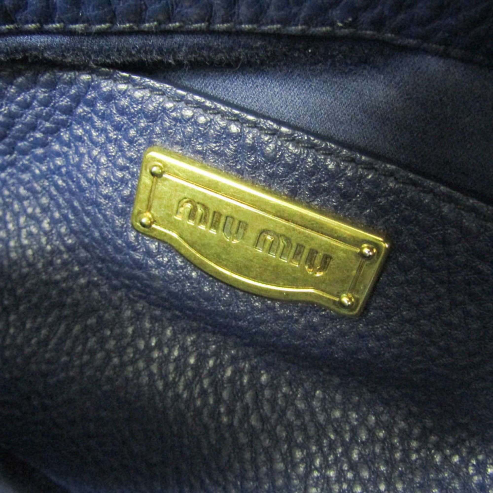 Miu Miu Miu Miu Women's Leather Shoulder Bag,Tote Bag Navy Size ONE SIZE - 17 Thumbnail